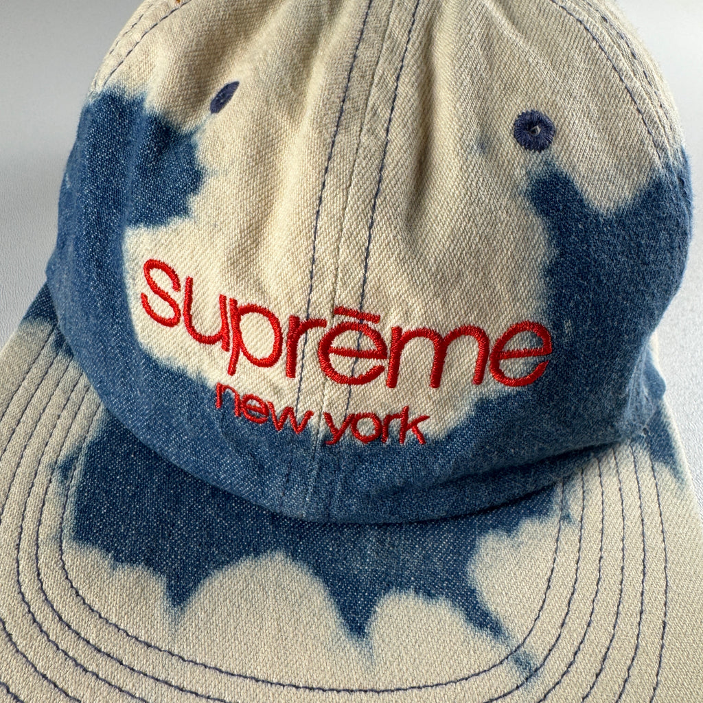 Supreme Classic Logo Bleached Denim 6-Panel Cap (OS)