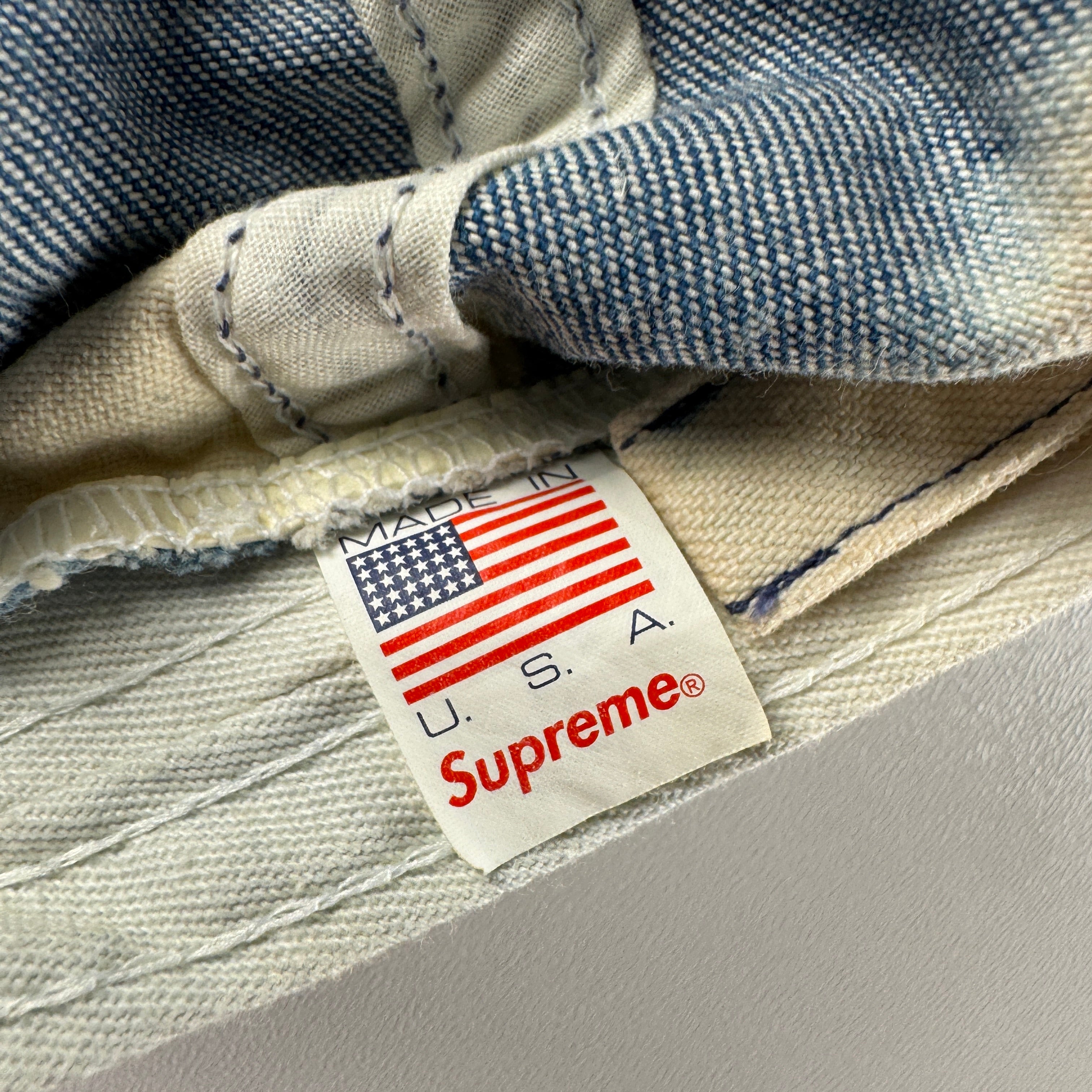 Supreme Classic Logo Bleached Denim 6-Panel Cap (OS)