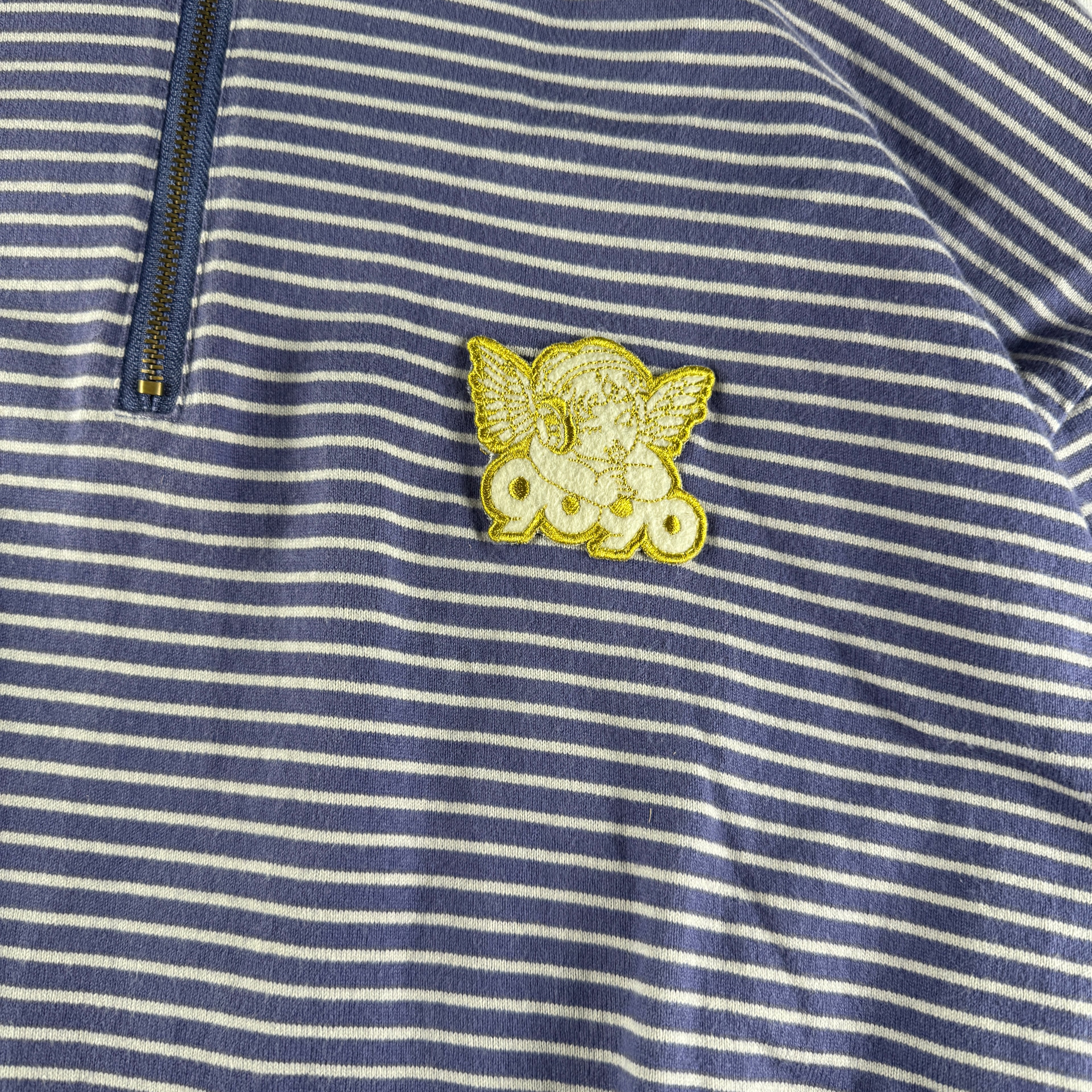9090 Striped Blue Half-Zip Polo (L)