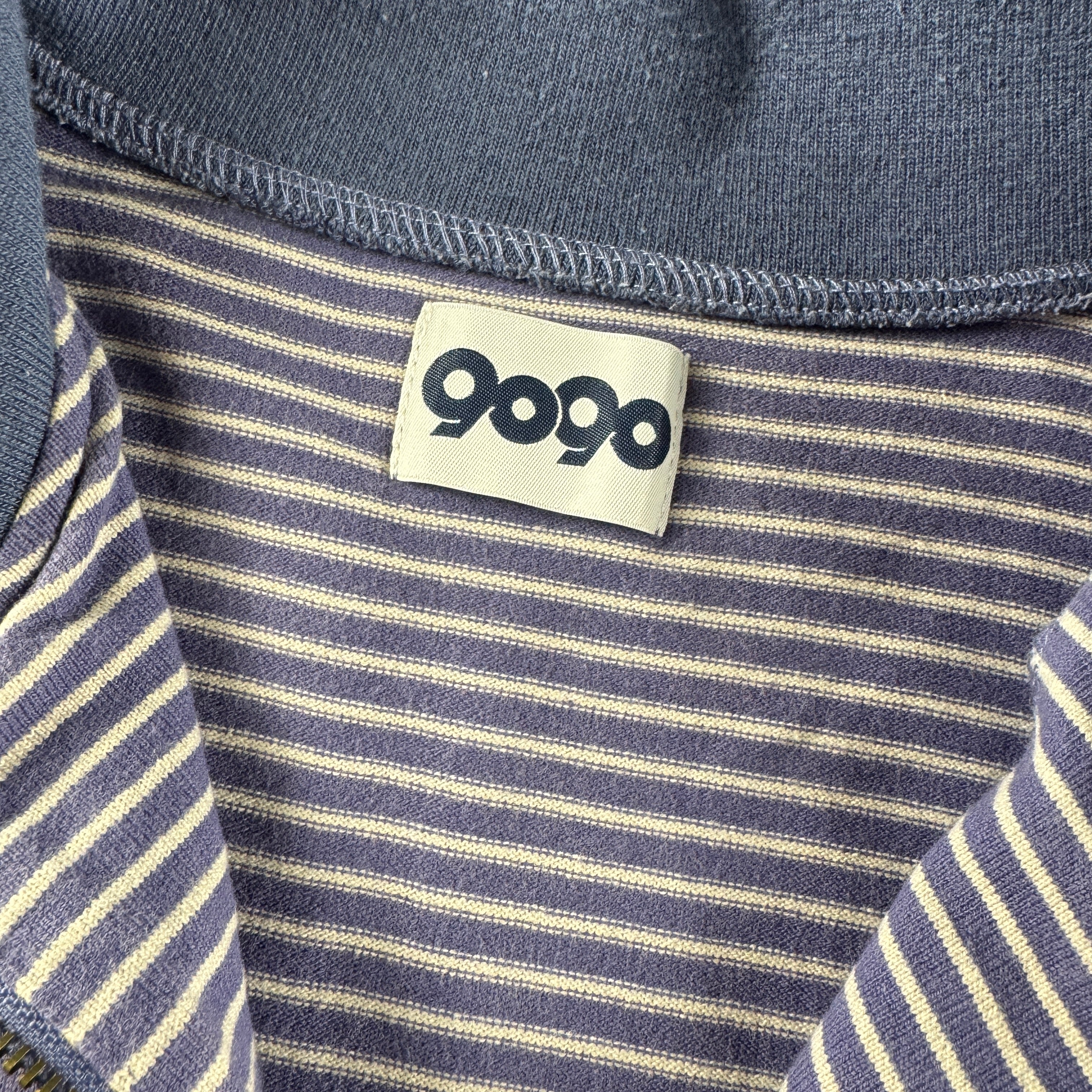 9090 Striped Blue Half-Zip Polo (L)