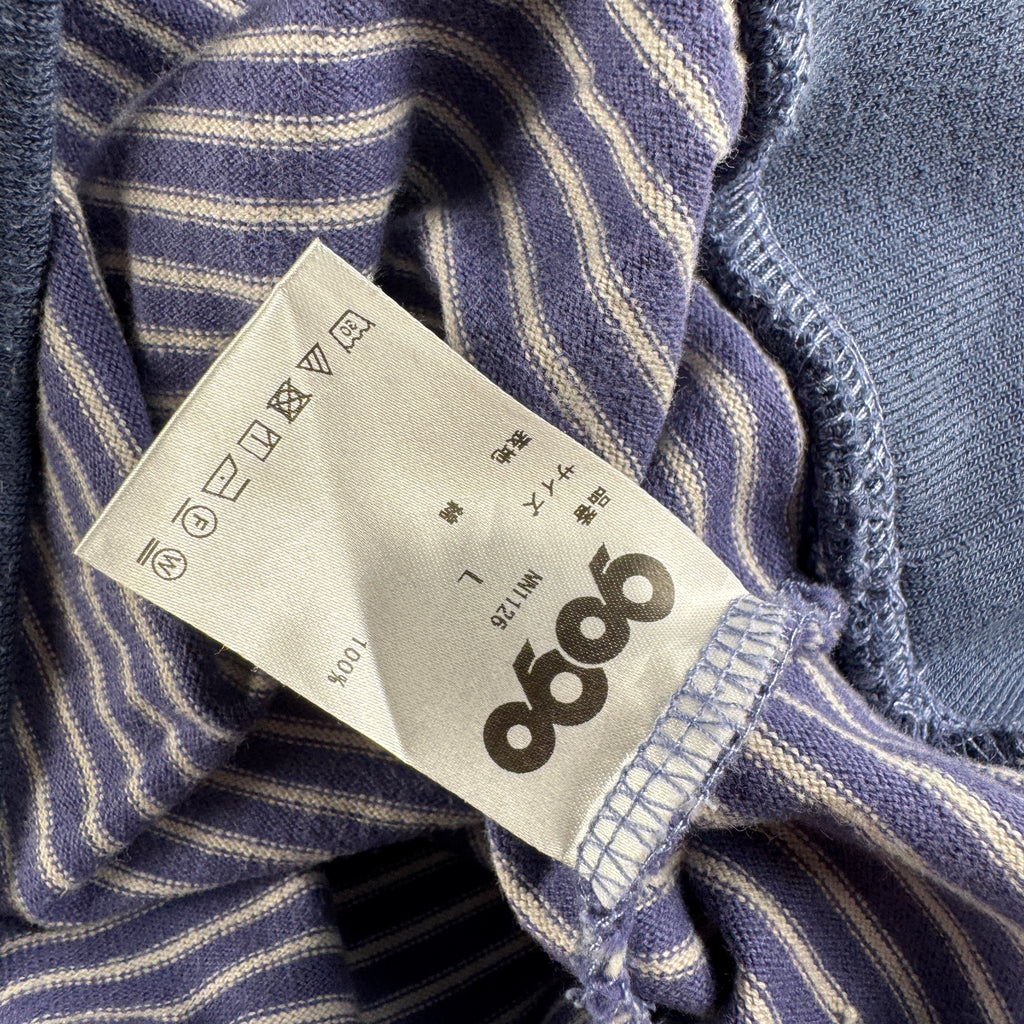 9090 Striped Blue Half-Zip Polo (L)