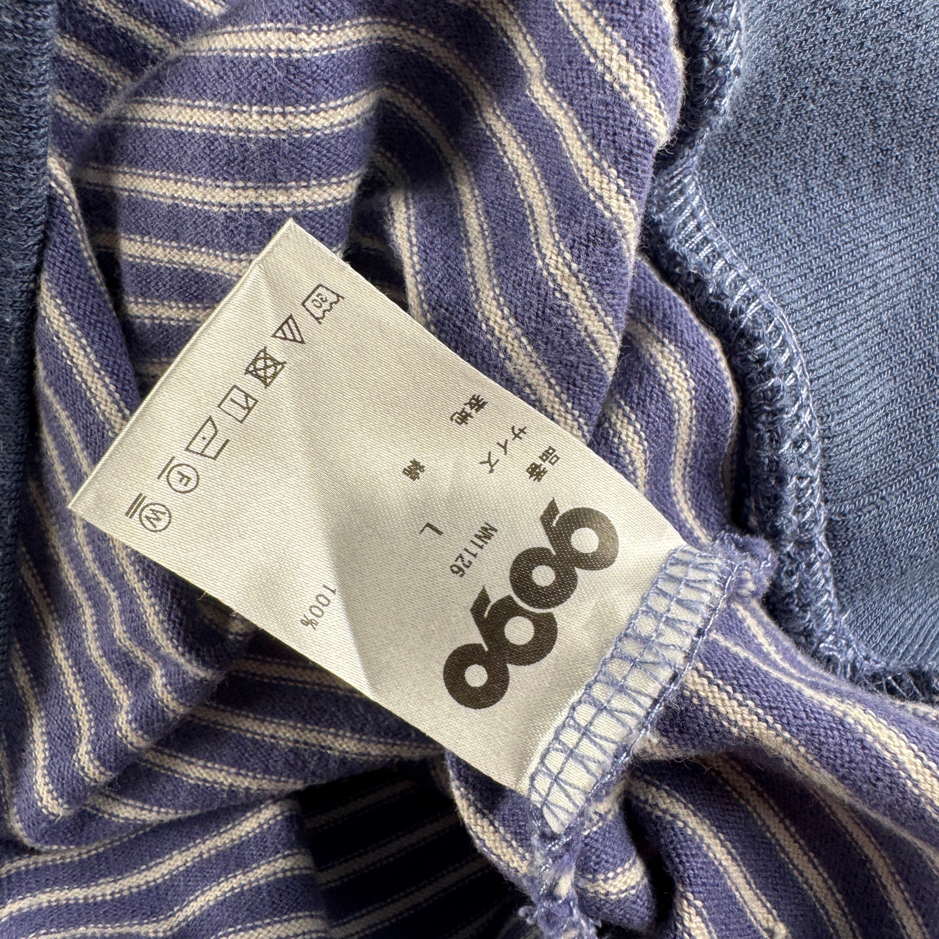 9090 Striped Blue Half-Zip Polo (L)