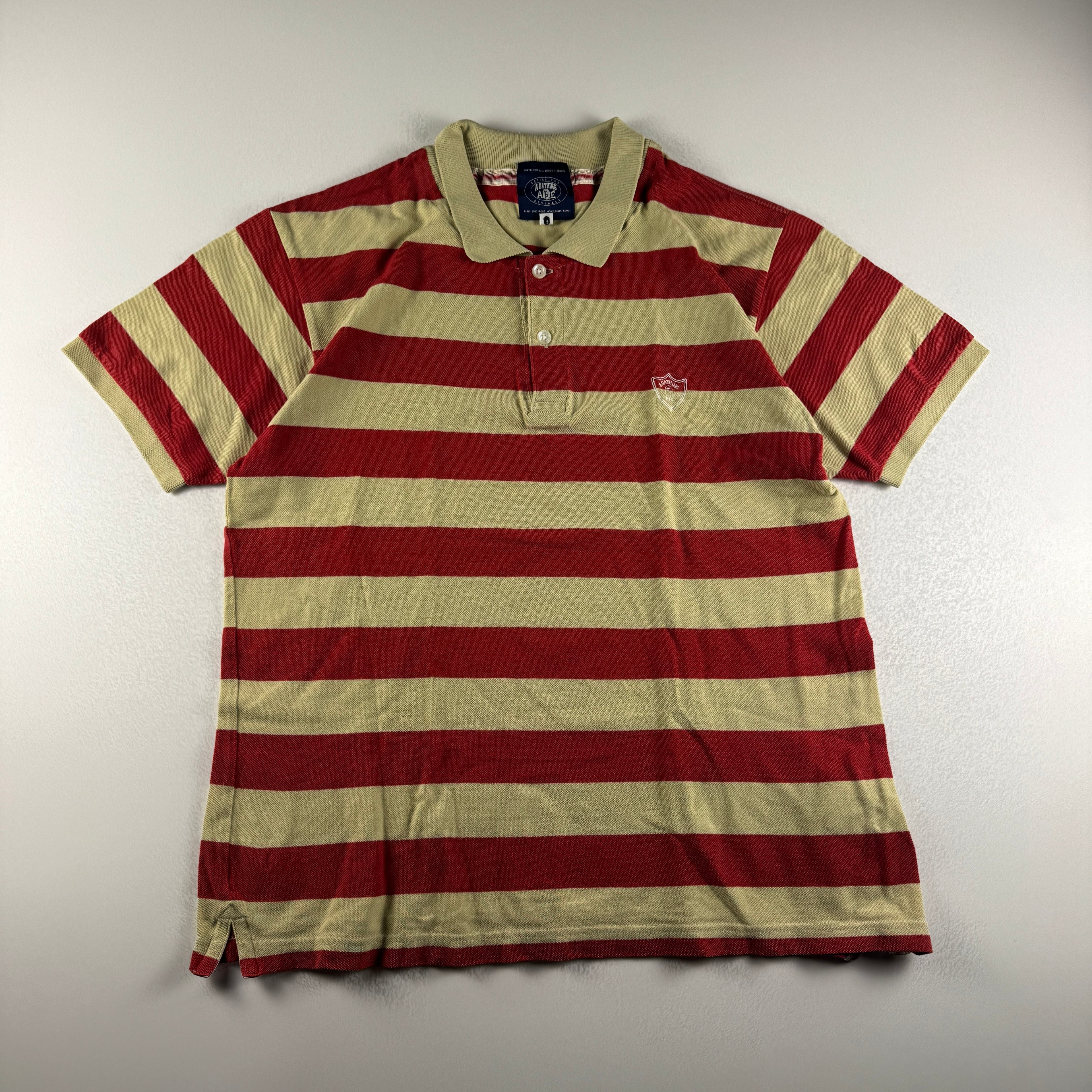 BAPE Vintage Striped Red S/S Polo (M)
