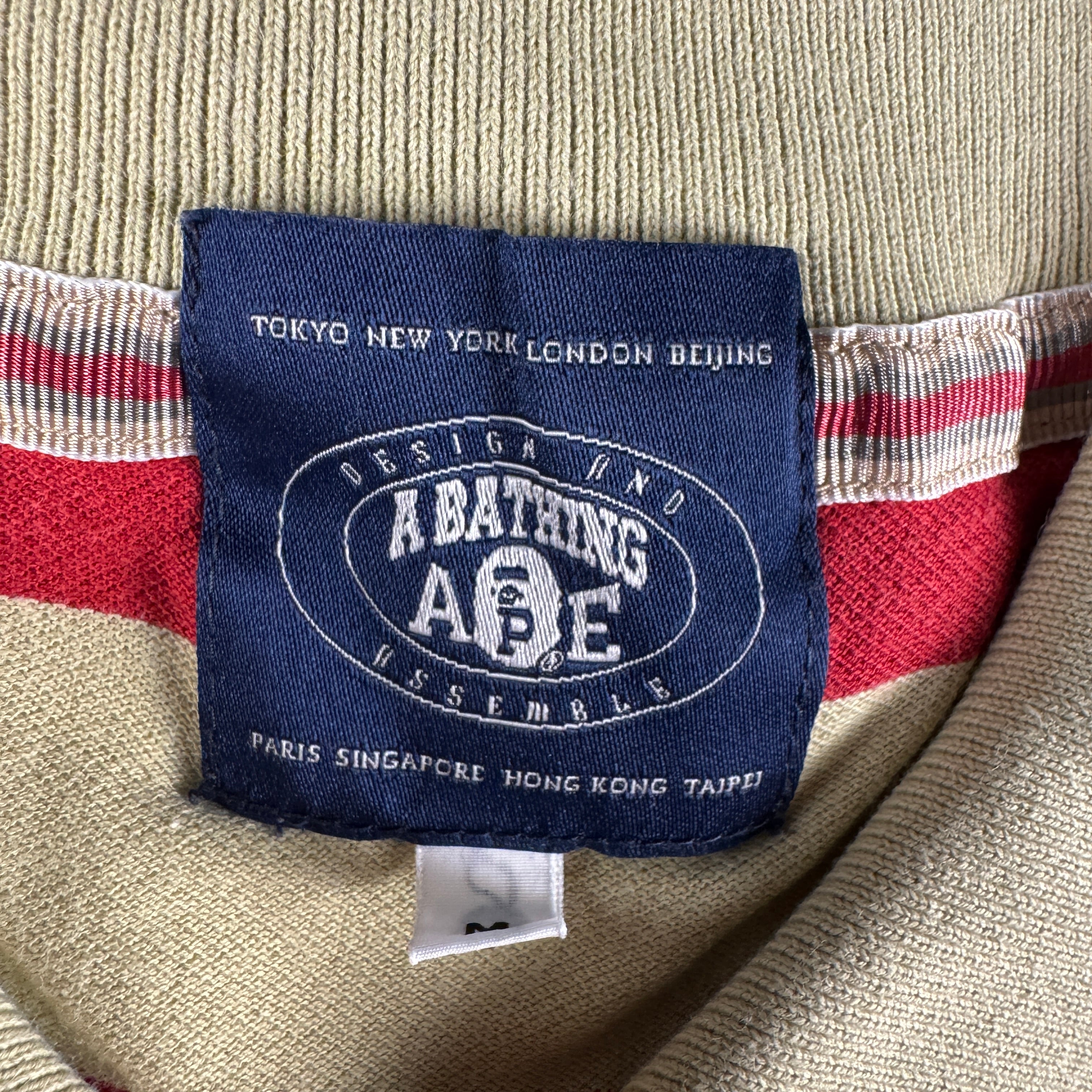 BAPE Vintage Striped Red S/S Polo (M)