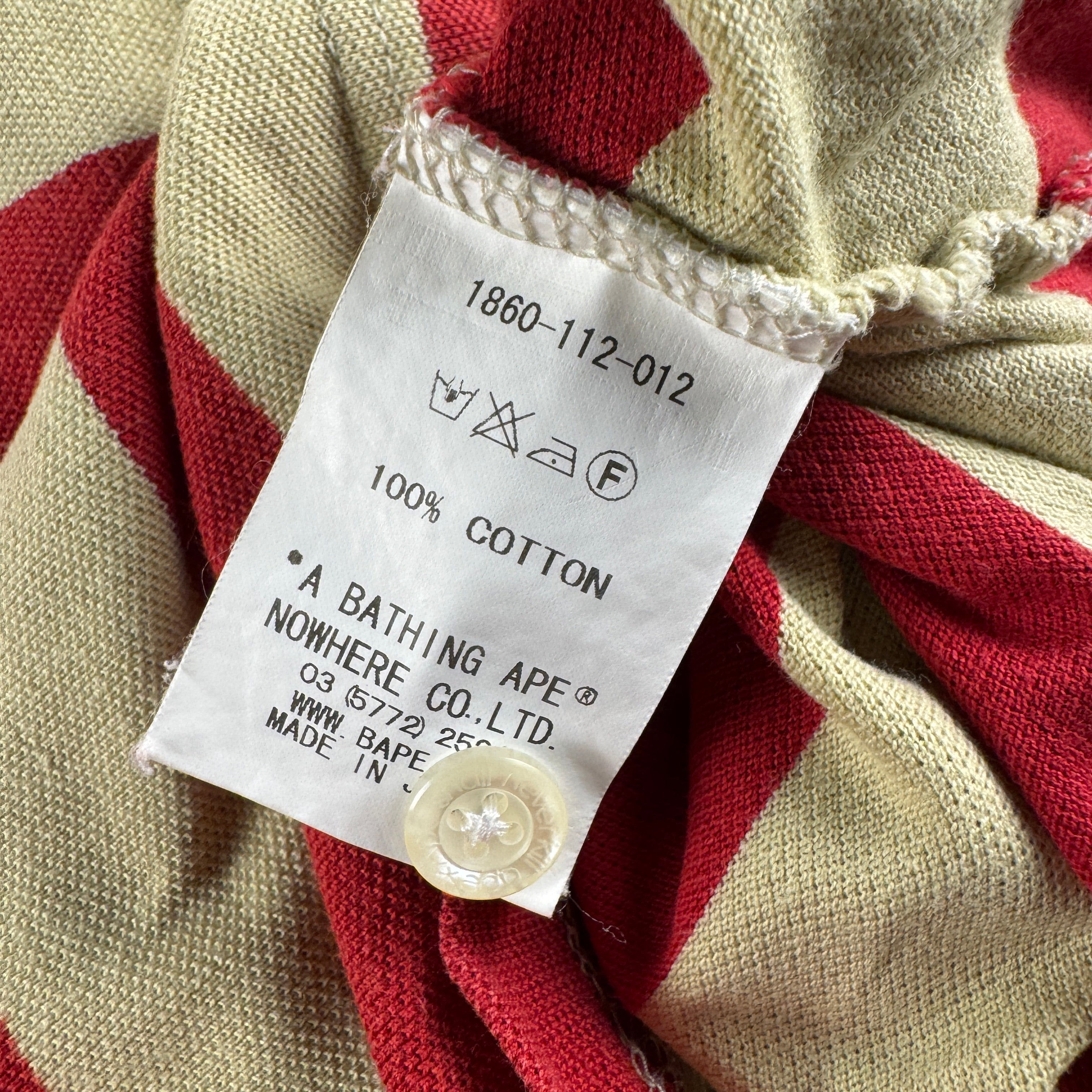 BAPE Vintage Striped Red S/S Polo (M)
