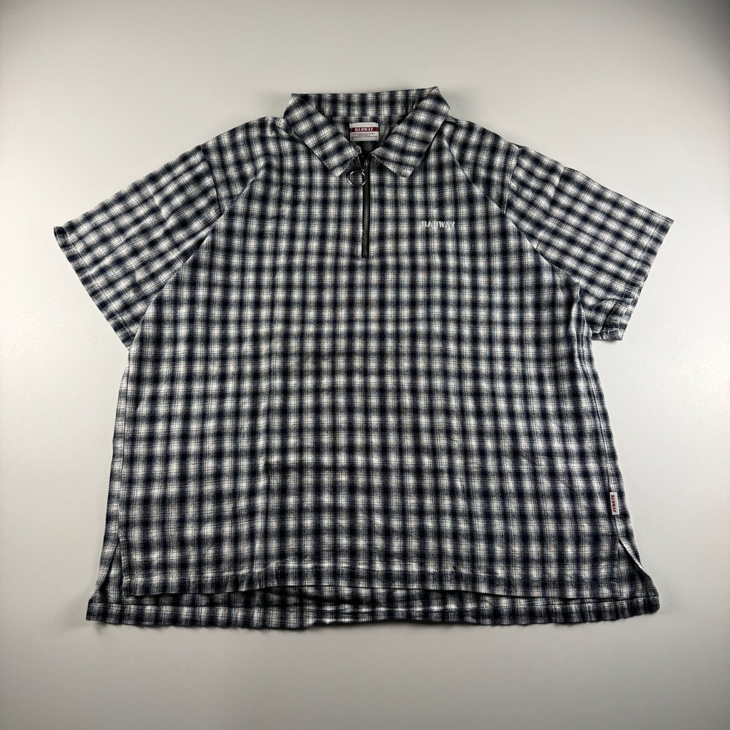 Badway Check Black and White Zip S/S Shirt (M)