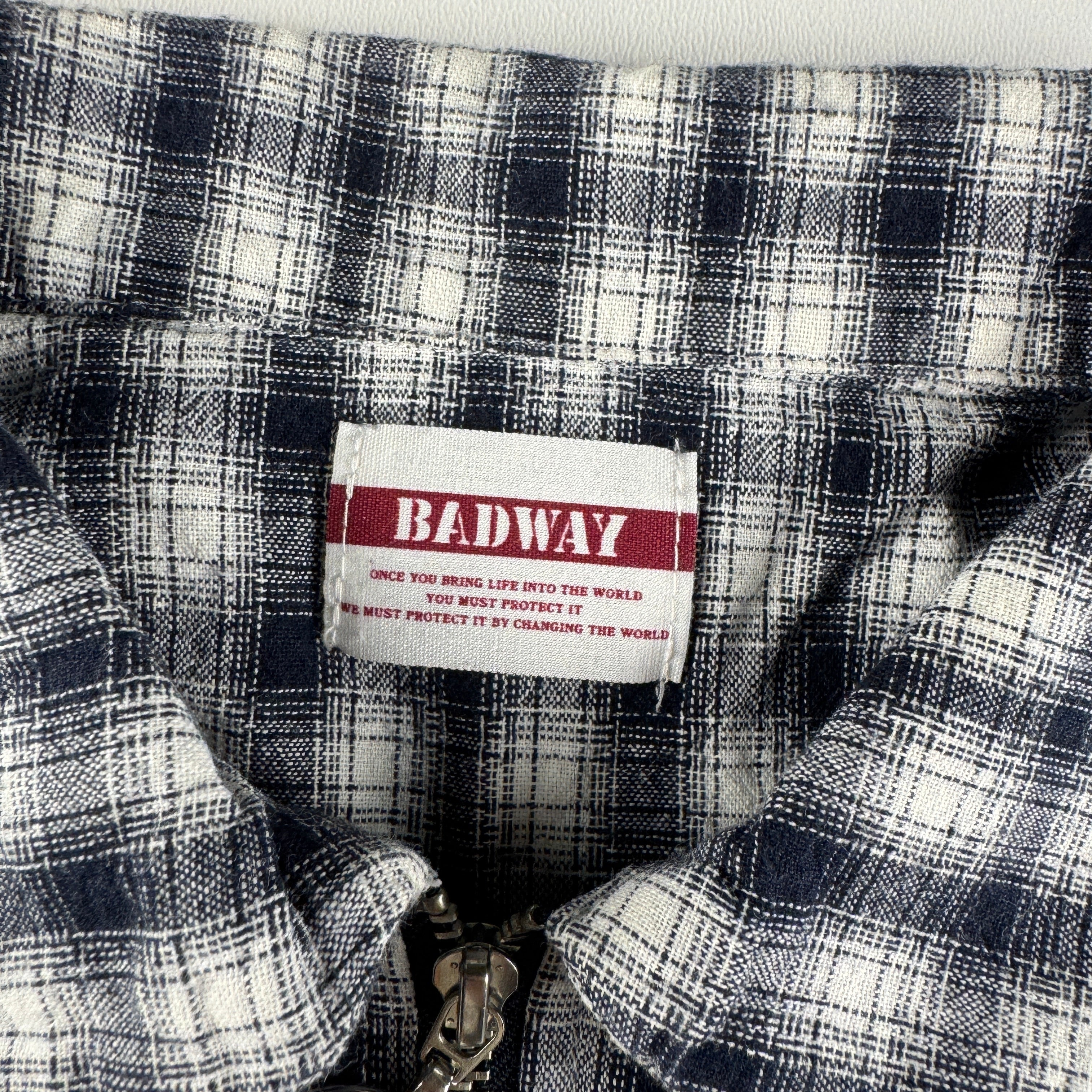 Badway Check Black and White Zip S/S Shirt (M)