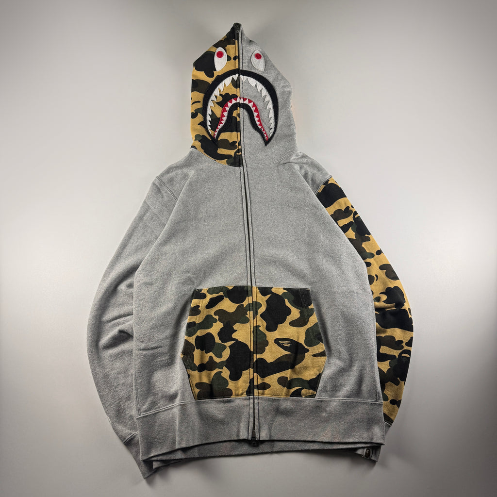 BAPE Camo and Grey Shark Zip Hoodie (L)