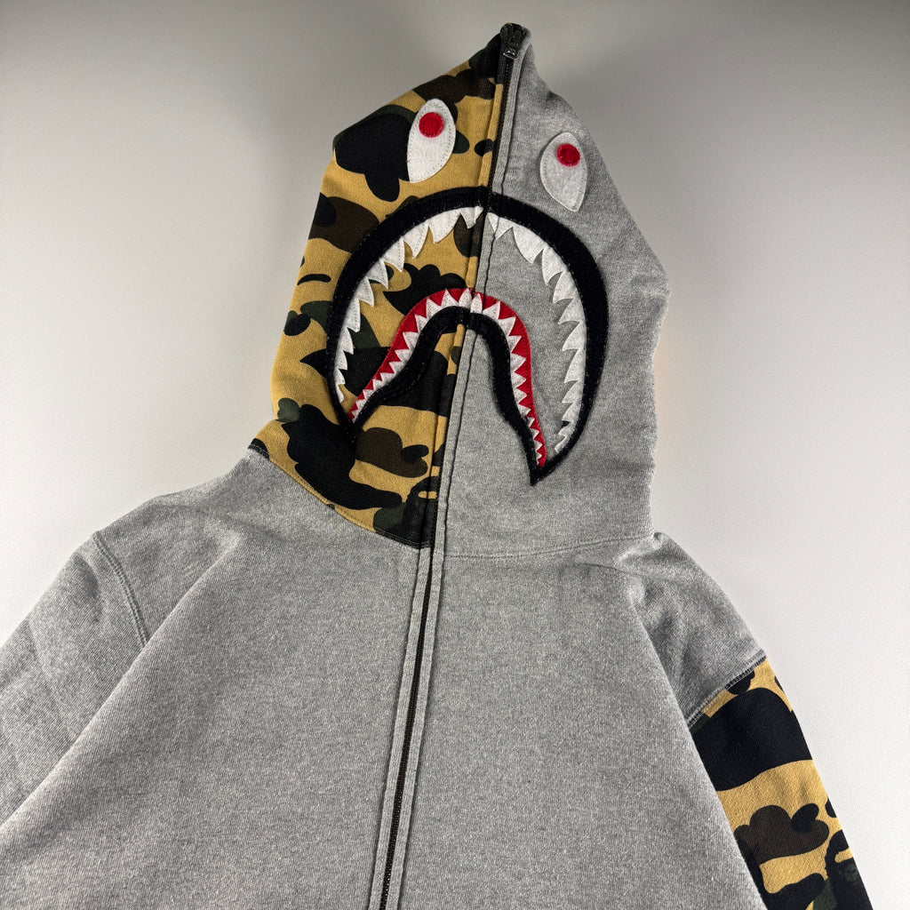 BAPE Camo and Grey Shark Zip Hoodie (L)