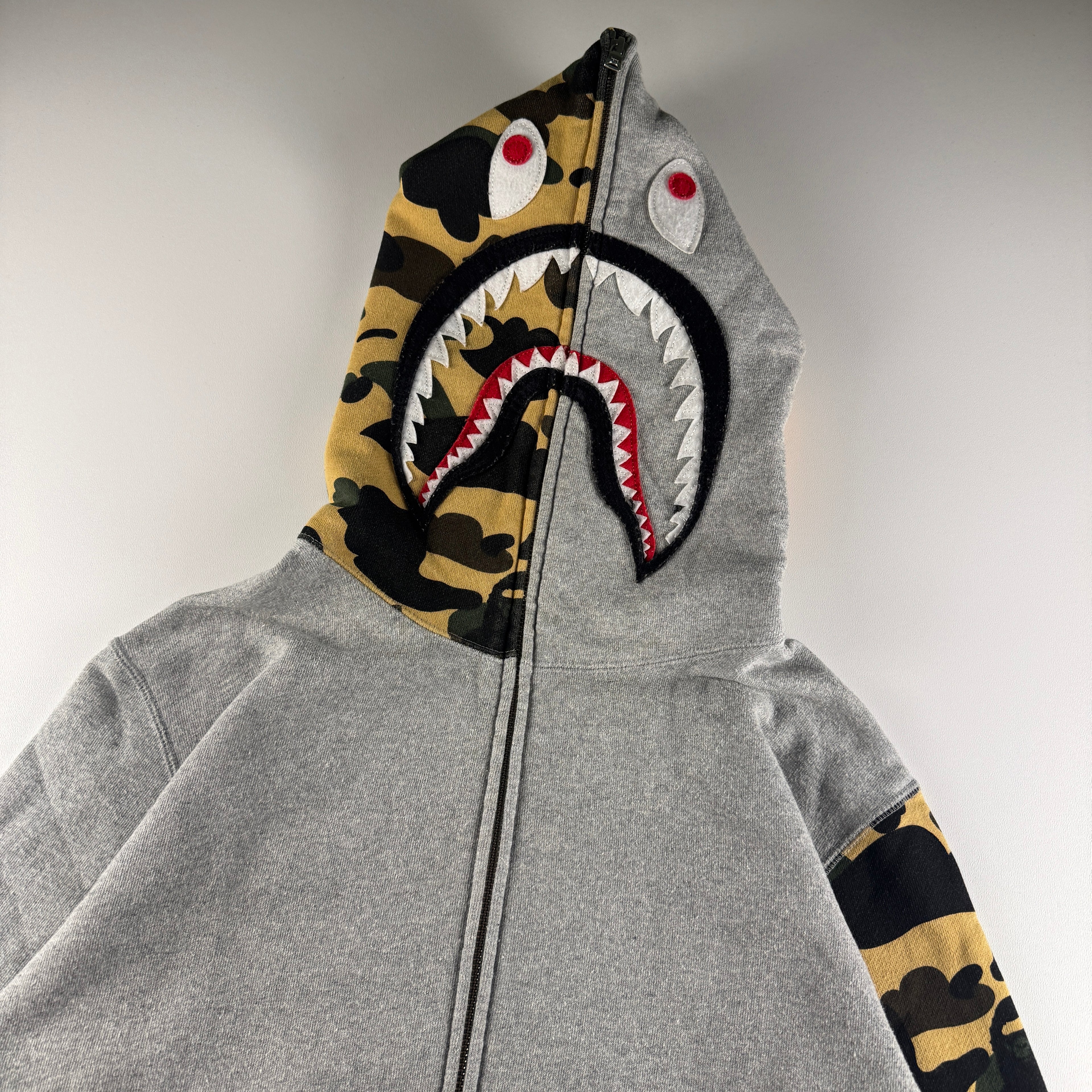 BAPE Camo and Grey Shark Zip Hoodie (L)