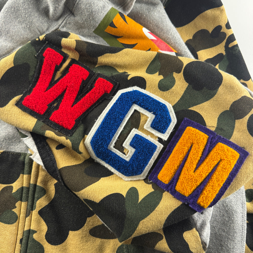 BAPE Camo and Grey Shark Zip Hoodie (L)