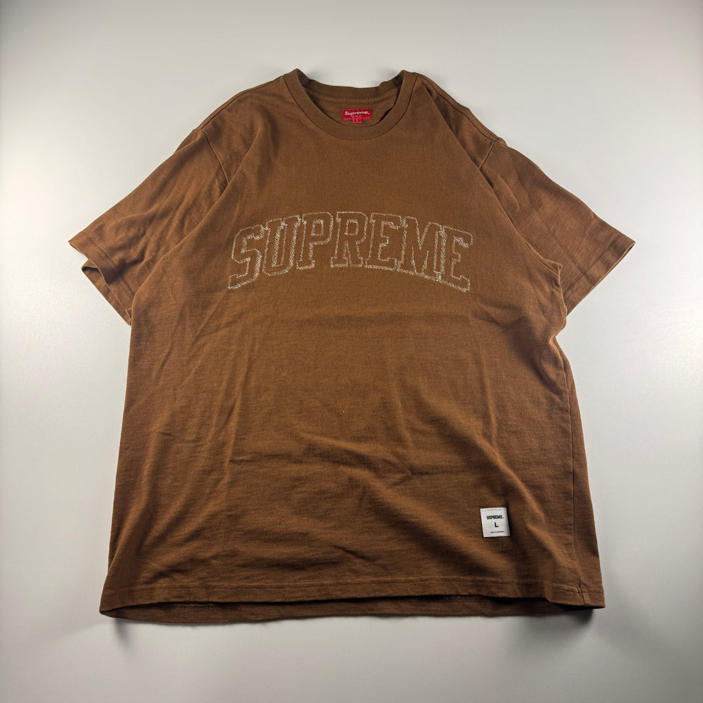 Supreme Sketch Embroidery Brown Tee (L)
