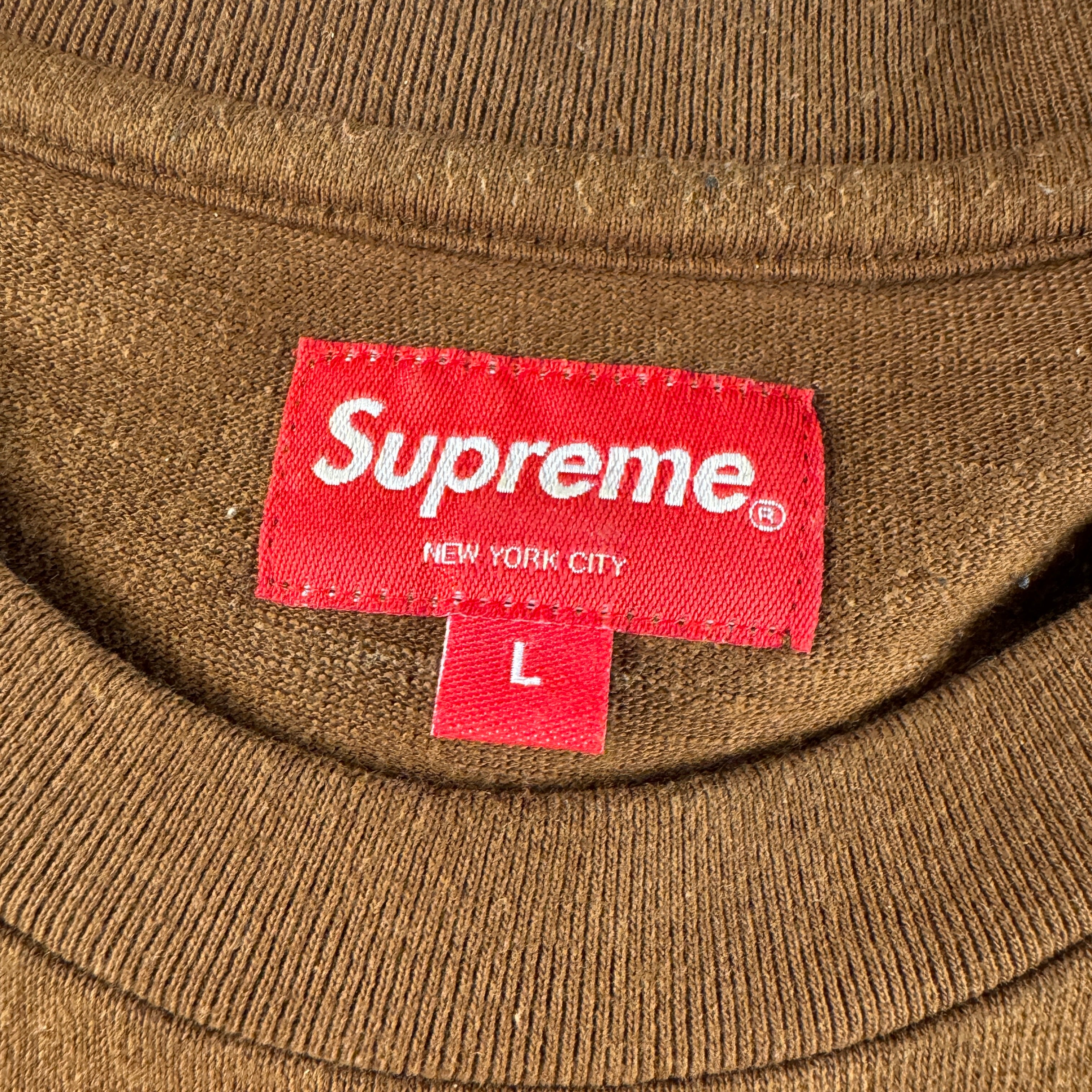 Supreme Sketch Embroidery Brown Tee (L)