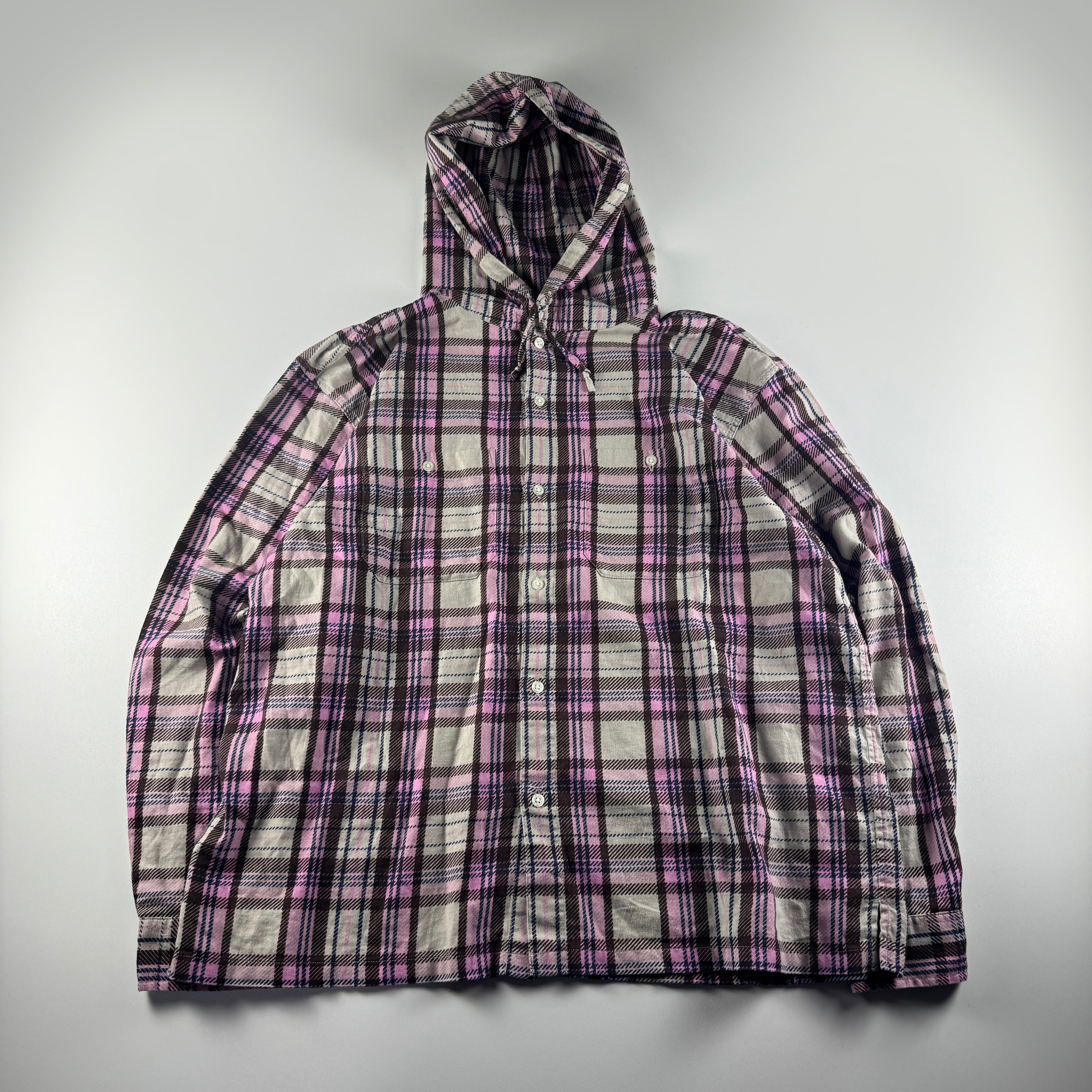 Supreme Printed Hooded Flannel Shirt (L)
