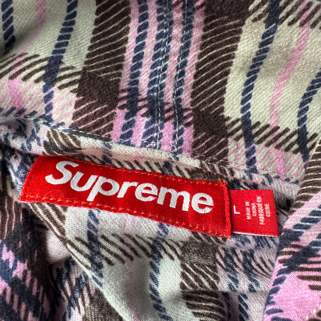 Supreme Printed Hooded Flannel Shirt (L)