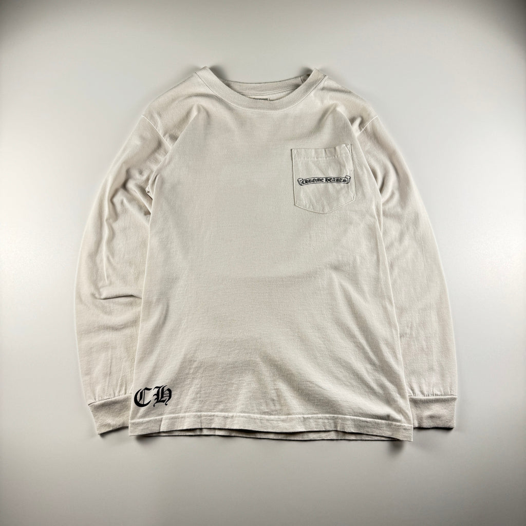 Chrome Hearts Shoulders Logo U.S.A. White Long Sleeve (S)