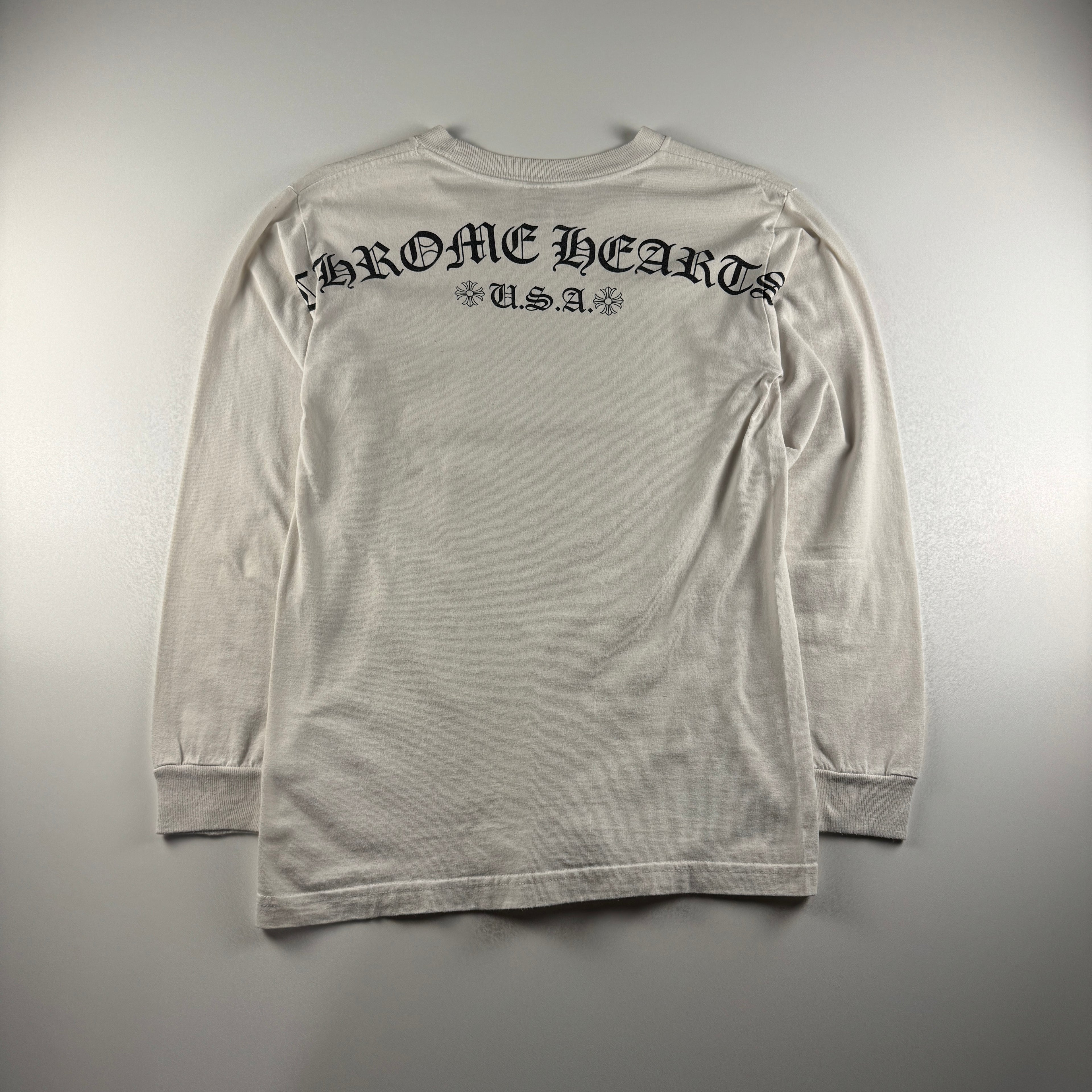 Chrome Hearts Shoulders Logo U.S.A. White Long Sleeve (S)