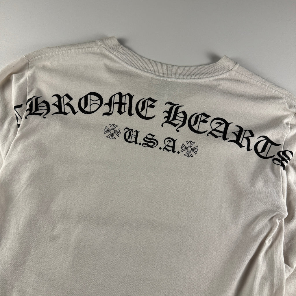 Chrome Hearts Shoulders Logo U.S.A. White Long Sleeve (S)