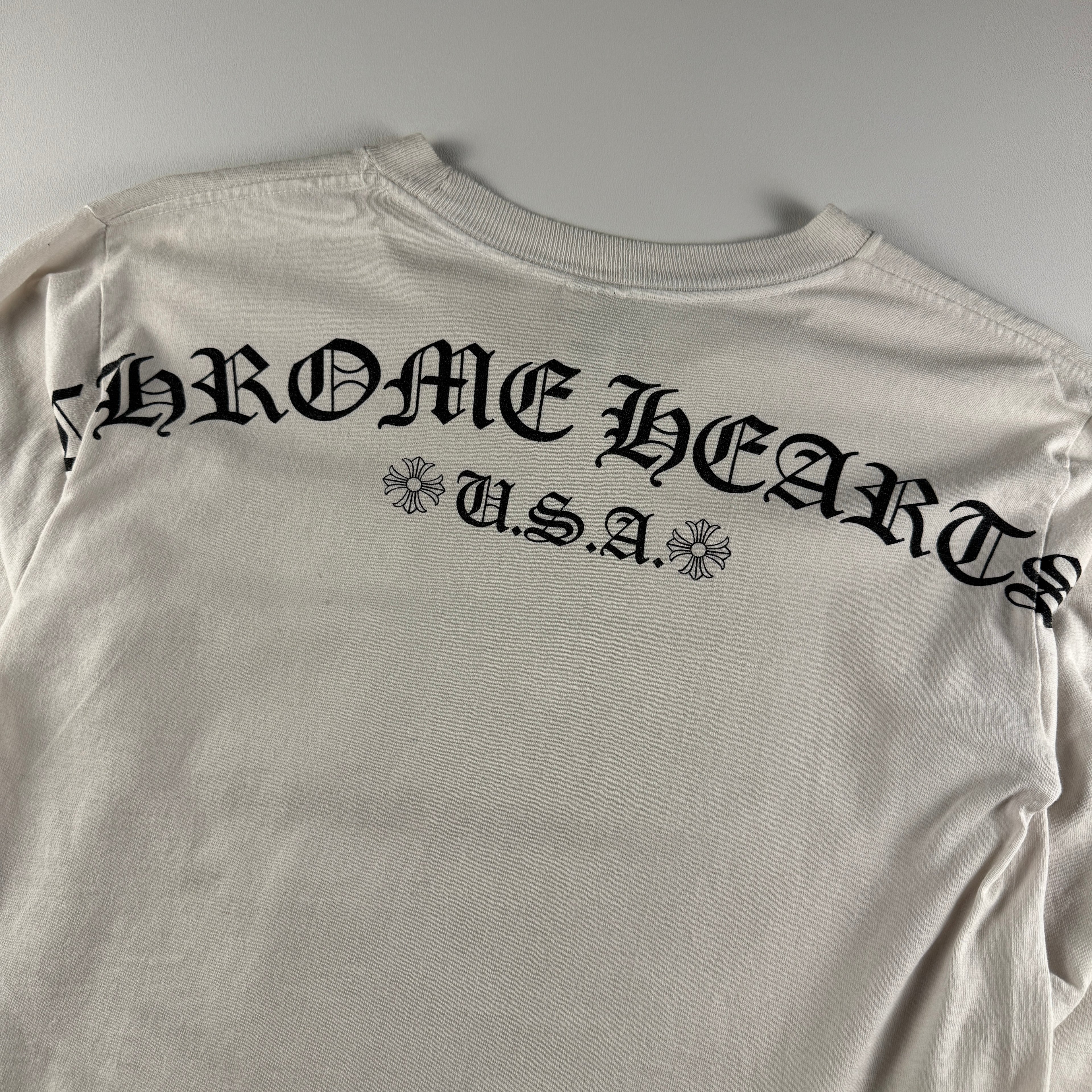 Chrome Hearts Shoulders Logo U.S.A. White Long Sleeve (S)