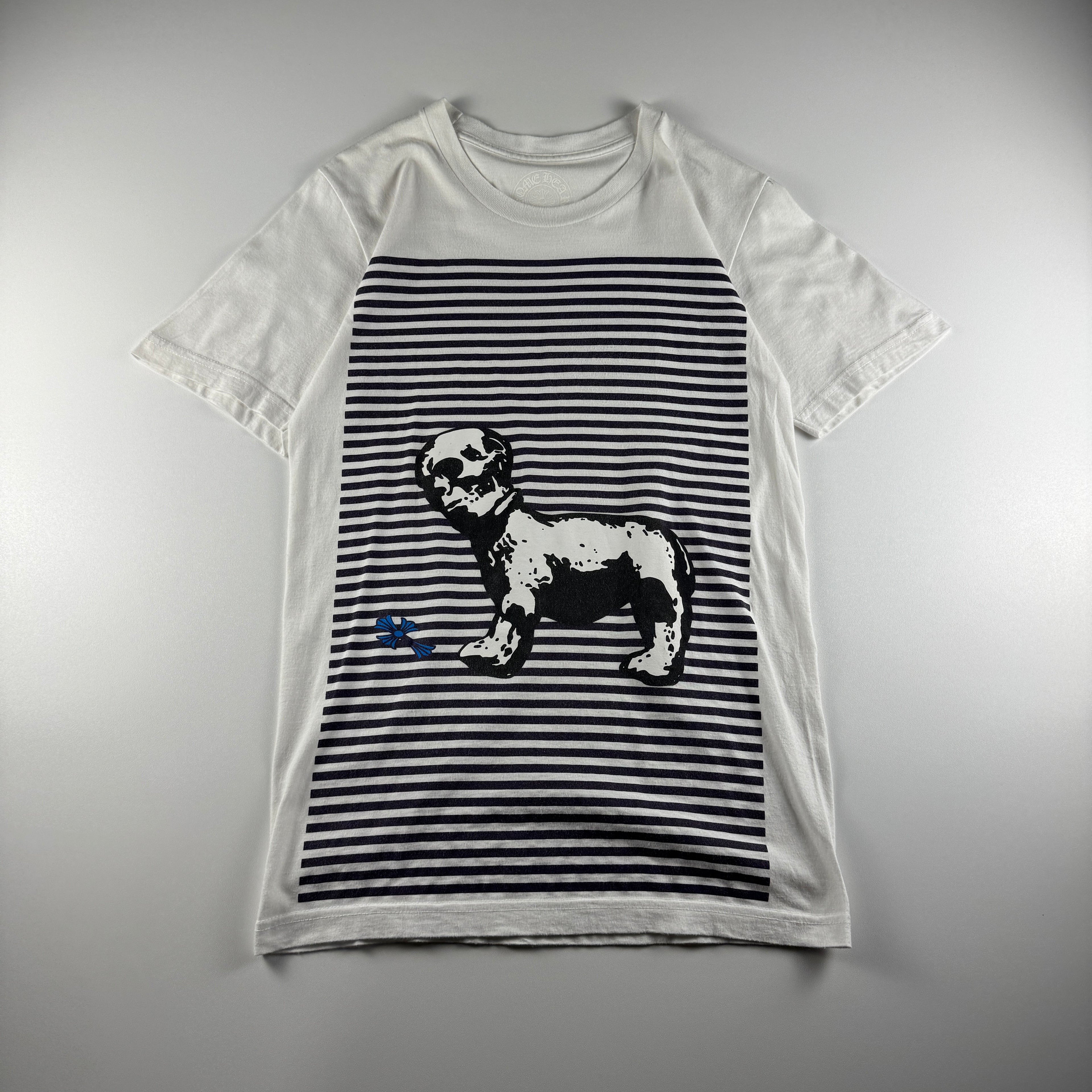 Chrome Hearts Joe Fotti Dog Skull Striped White Tee (S)