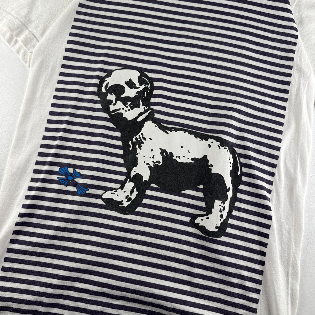Chrome Hearts Joe Fotti Dog Skull Striped White Tee (S)