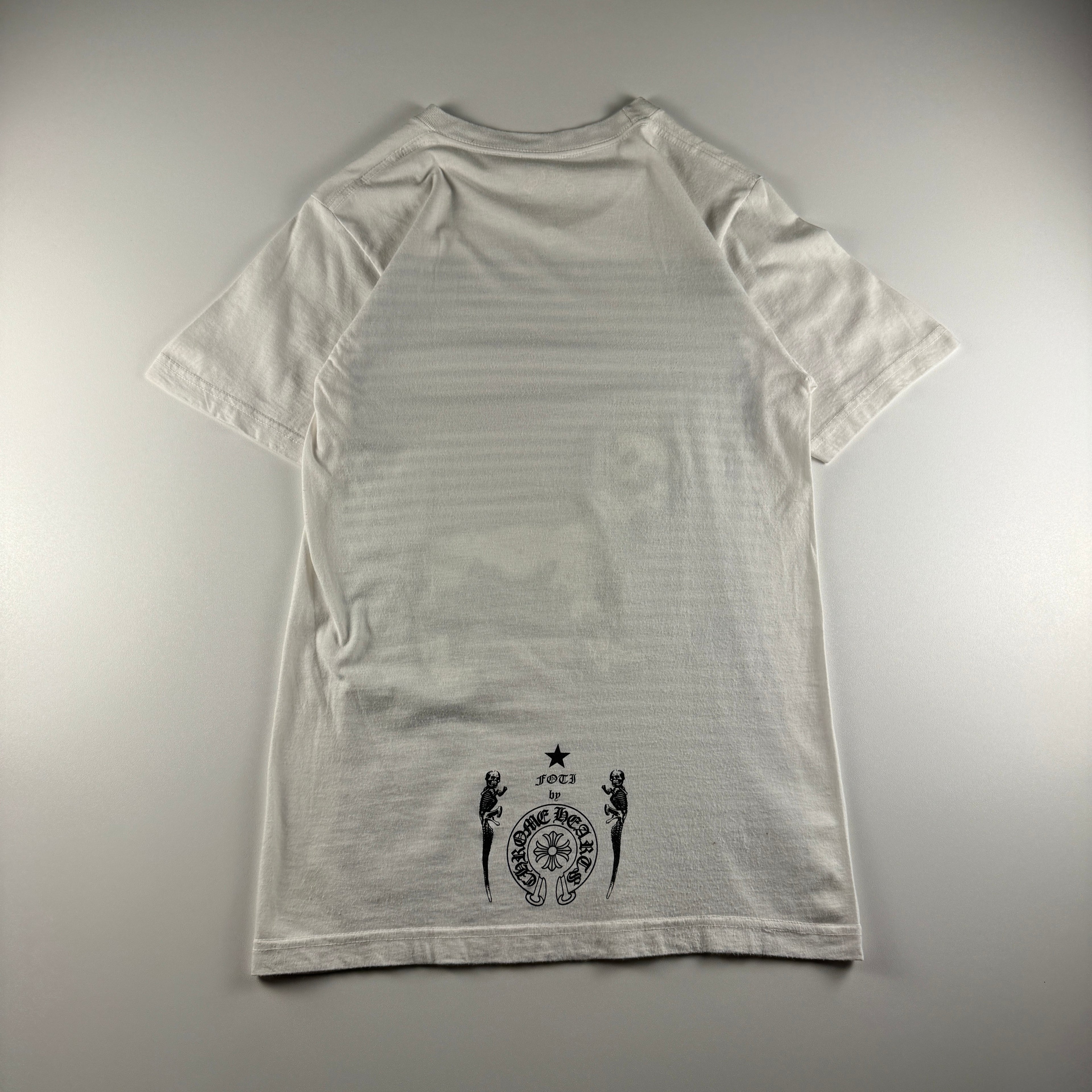 Chrome Hearts Joe Fotti Dog Skull Striped White Tee (S)