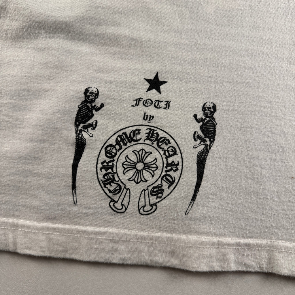 Chrome Hearts Joe Fotti Dog Skull Striped White Tee (S)