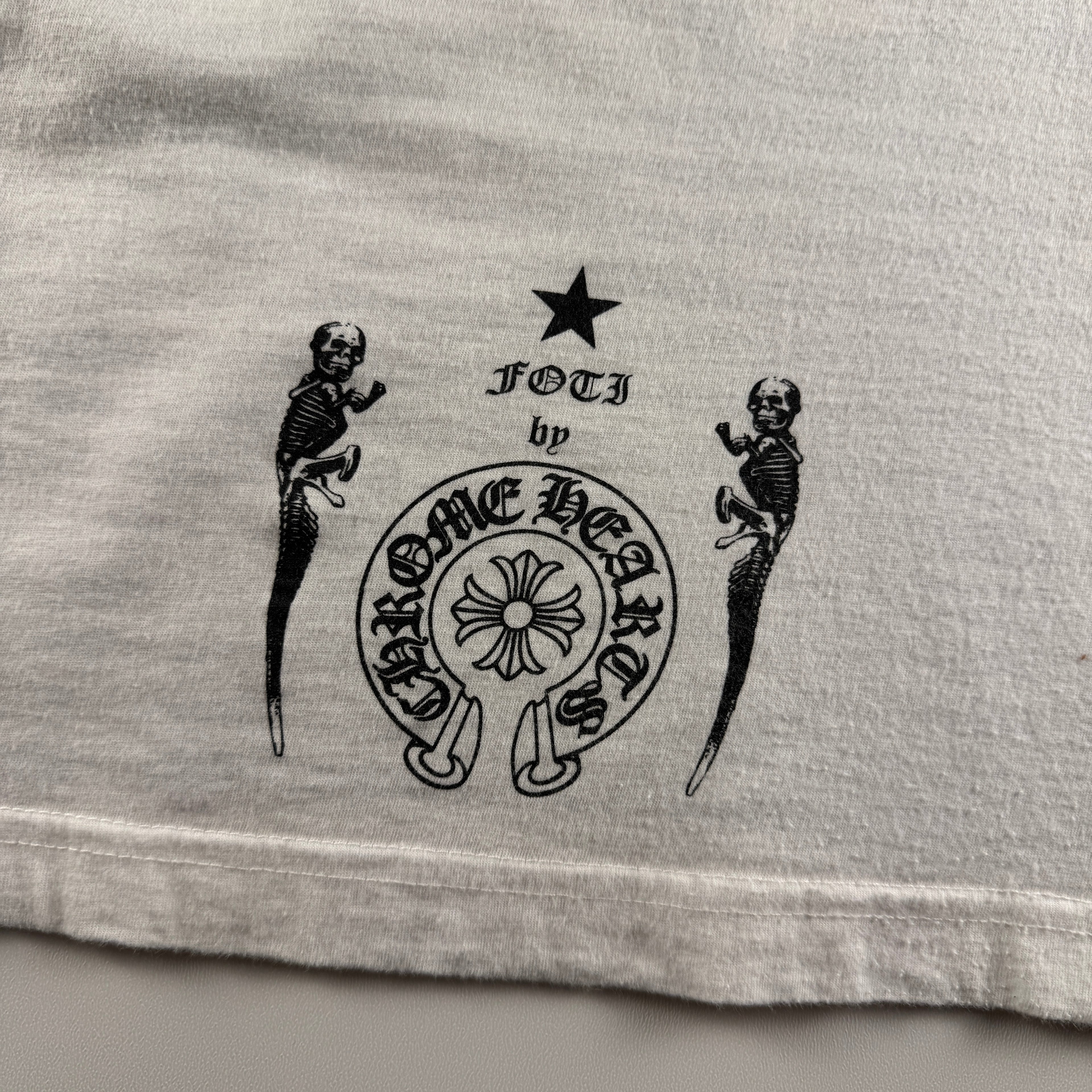 Chrome Hearts Joe Fotti Dog Skull Striped White Tee (S)