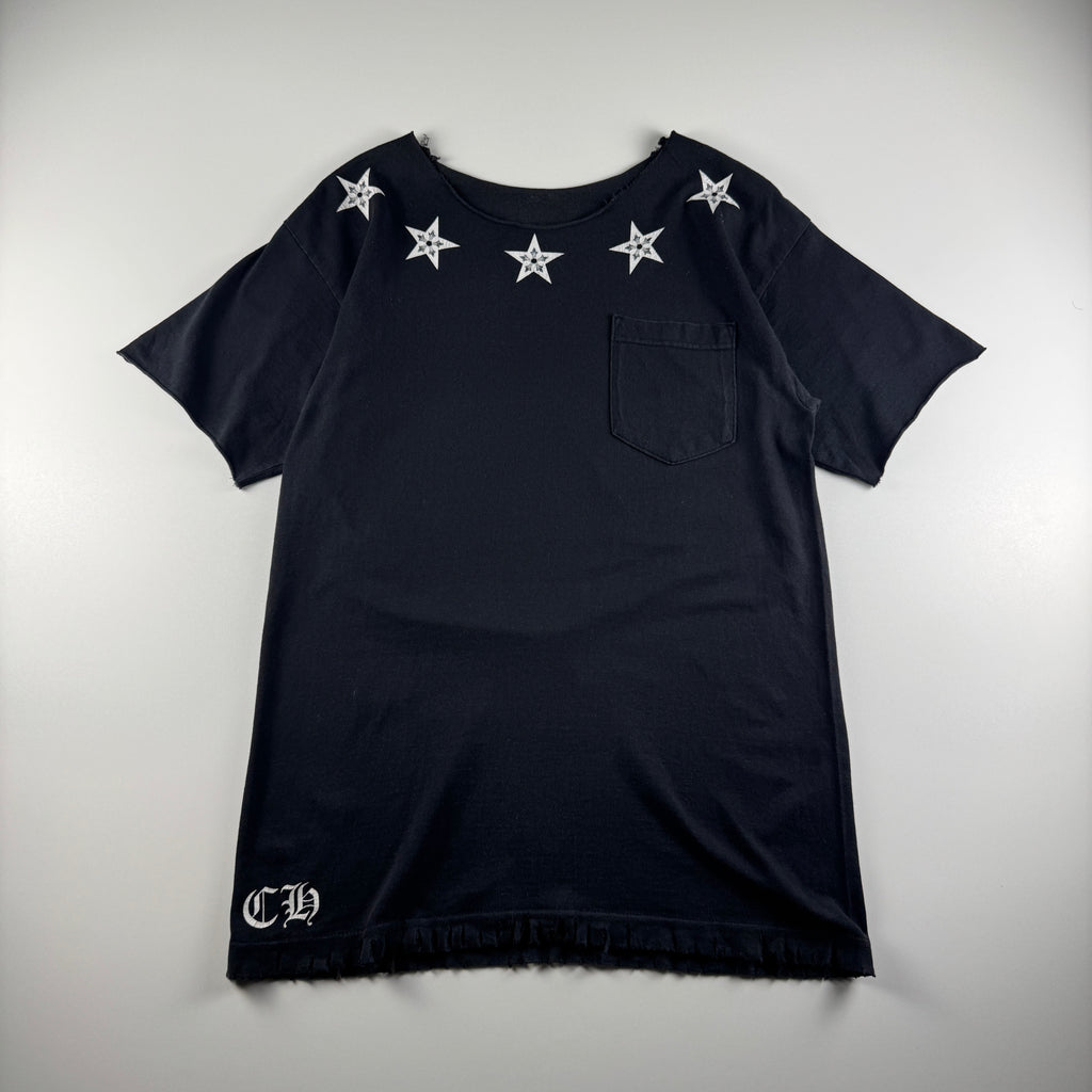Chrome Hearts Trashed 5 Star Pentagram Custom Black Tee (M)