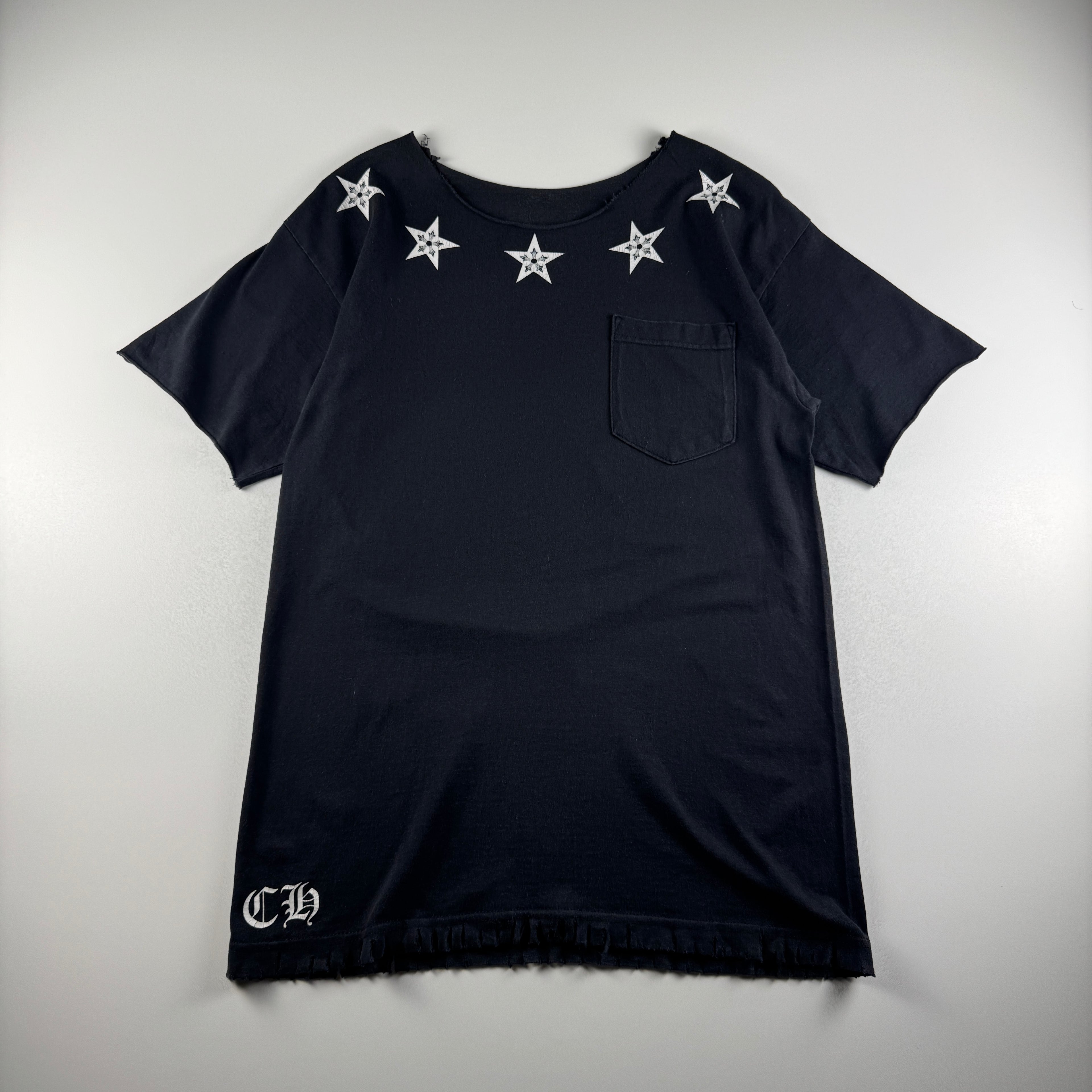 Chrome Hearts Trashed 5 Star Pentagram Custom Black Tee (M)