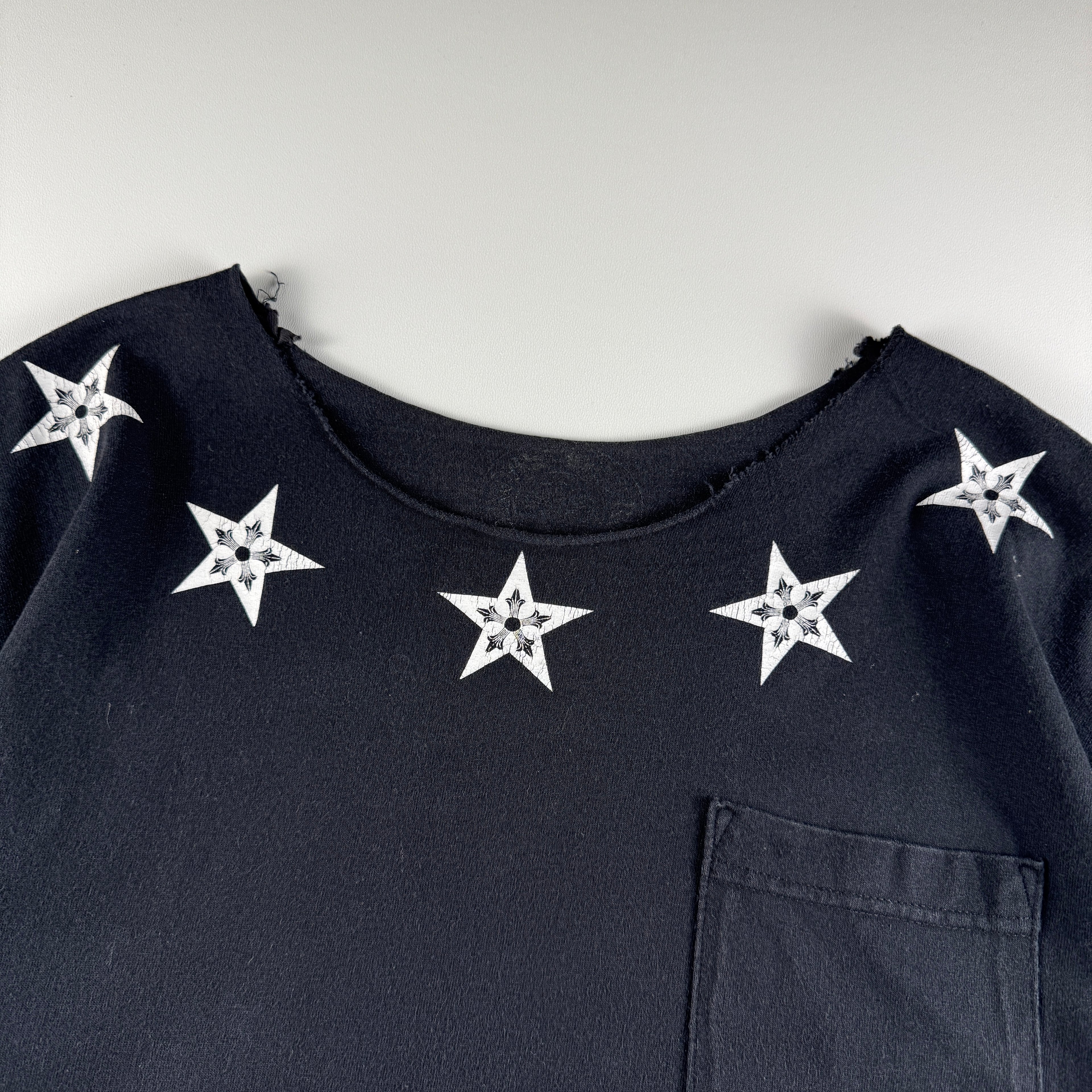 Chrome Hearts Trashed 5 Star Pentagram Custom Black Tee (M)