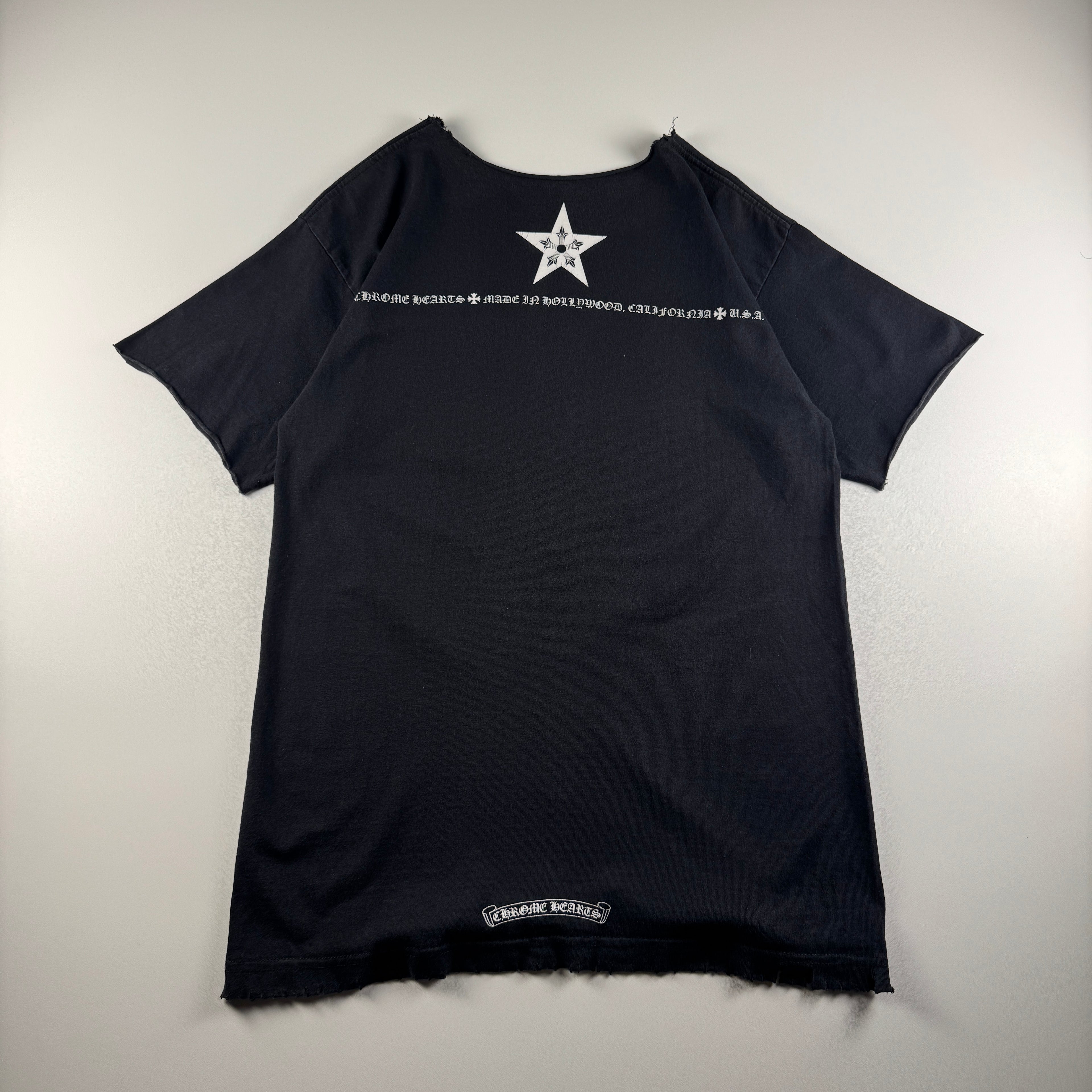 Chrome Hearts Trashed 5 Star Pentagram Custom Black Tee (M)