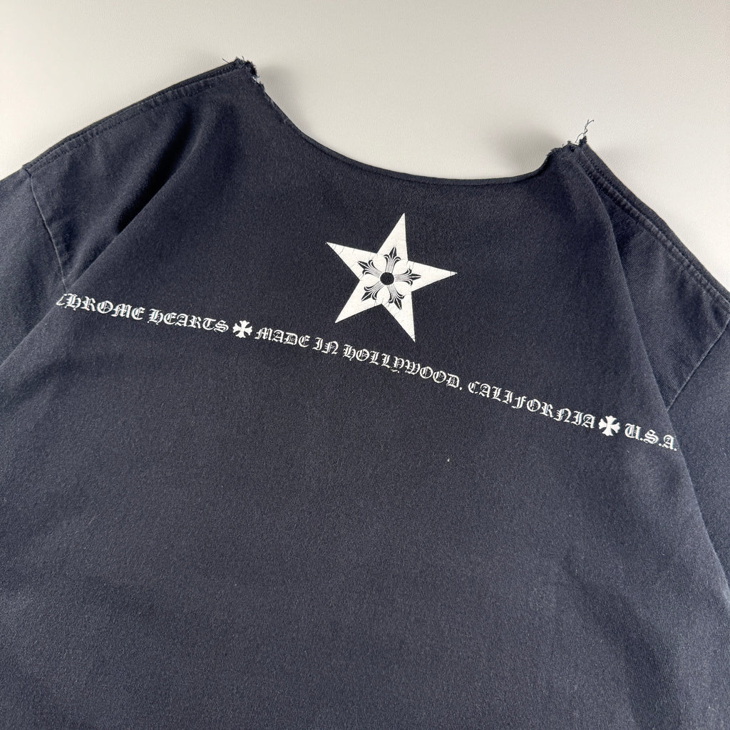 Chrome Hearts Trashed 5 Star Pentagram Custom Black Tee (M)