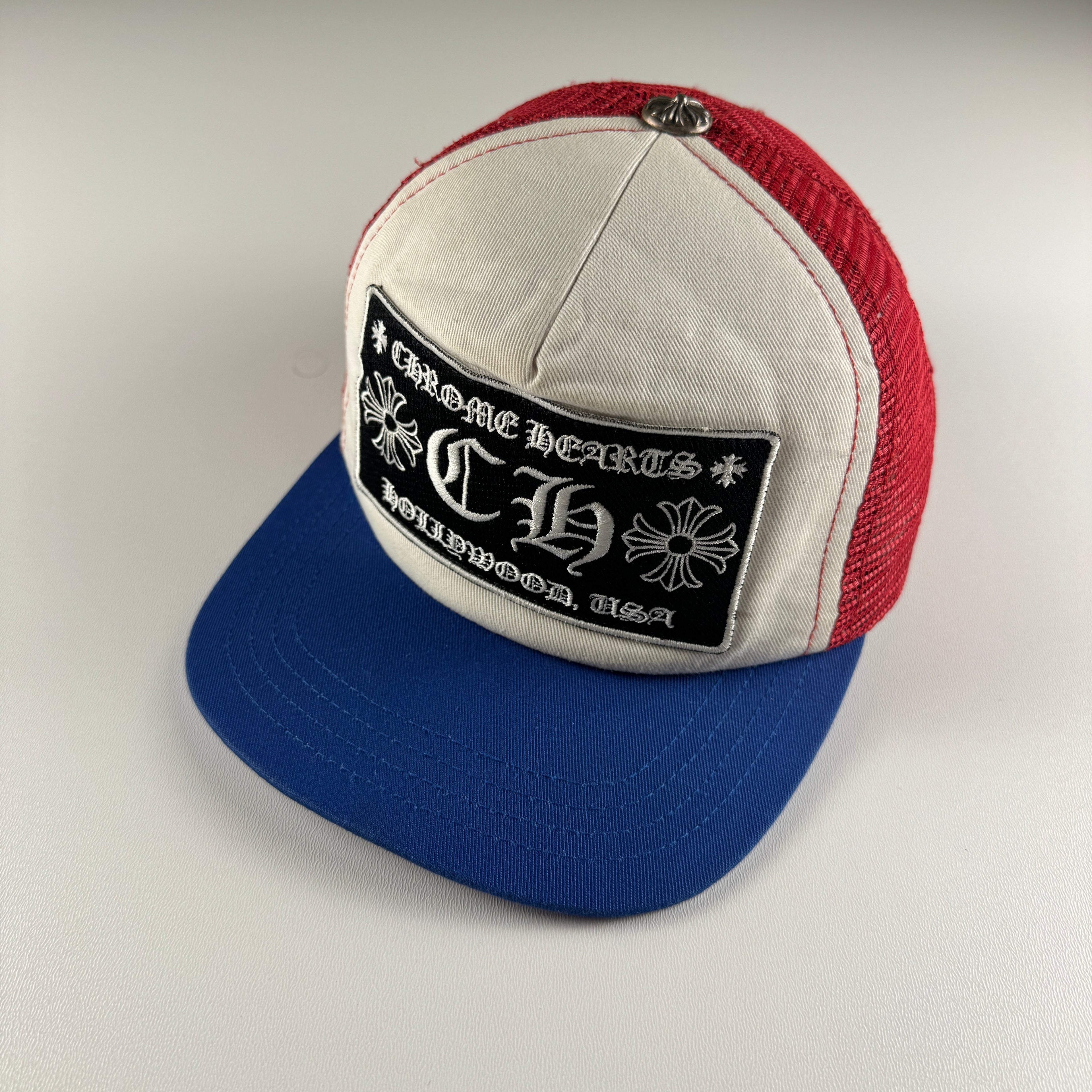 Chrome Hearts Hollywood USA Blue and Red Trucker Hat (53-60 / OS)