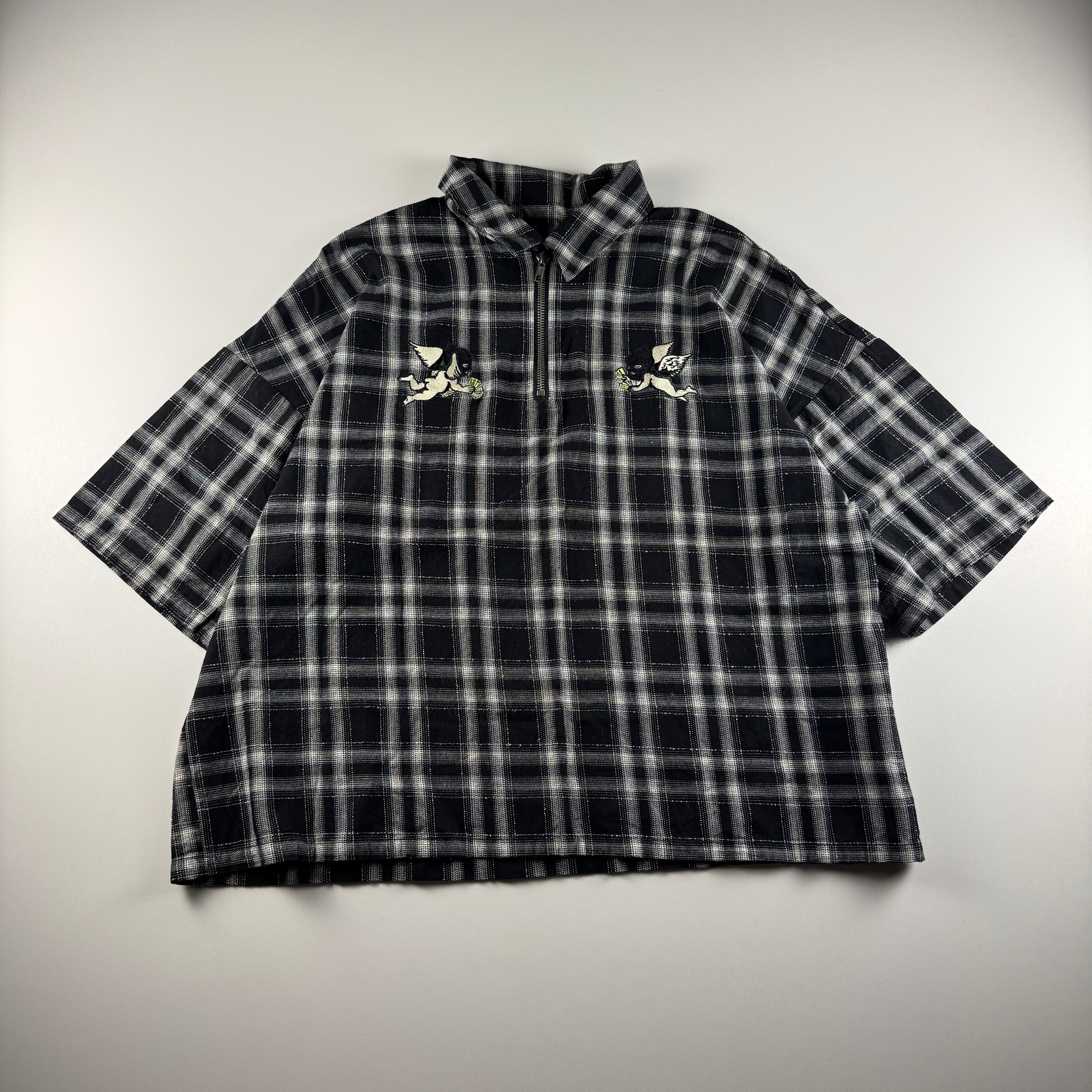Centimeter Check Half Zip S/S Shirt (L)