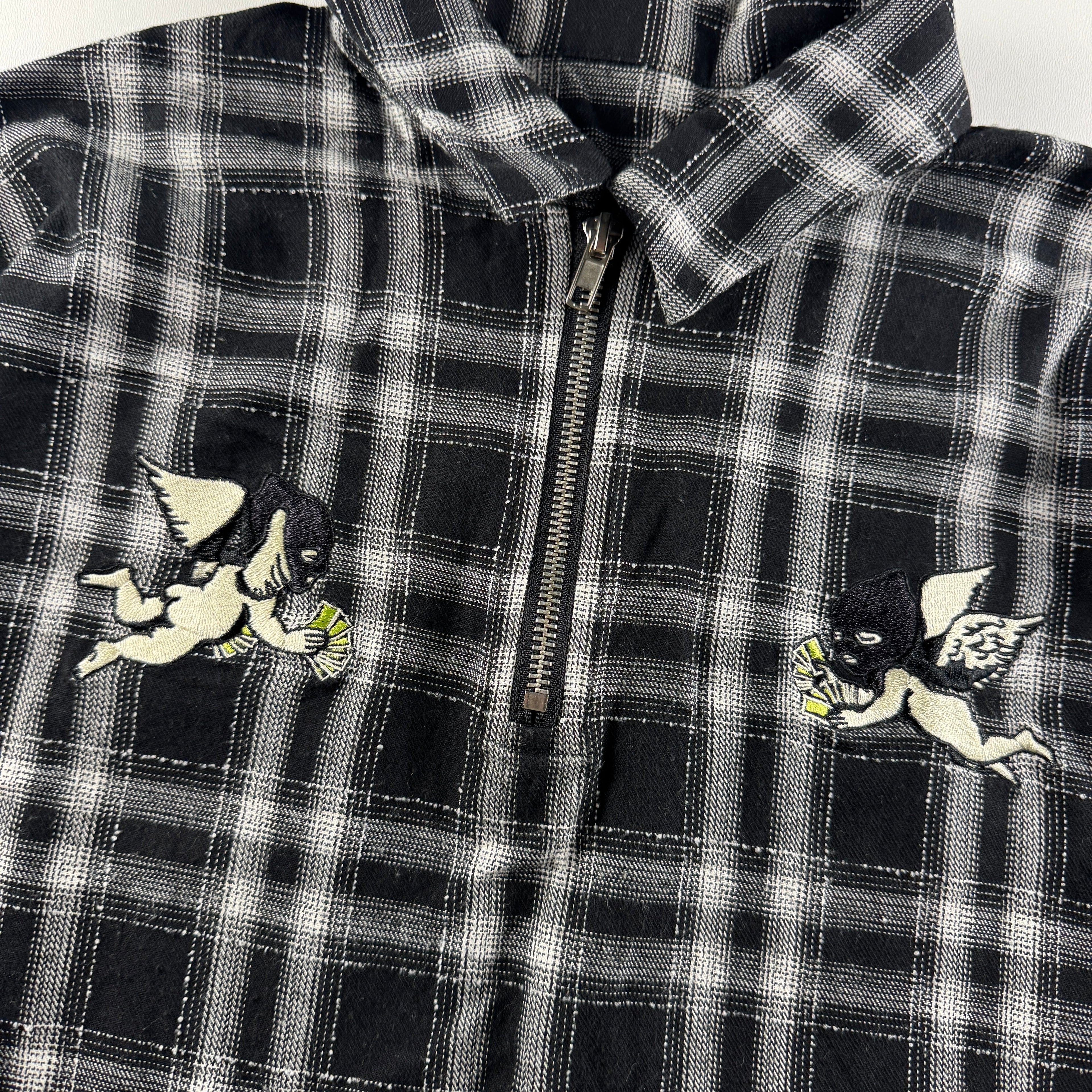 Centimeter Check Half Zip S/S Shirt (L)