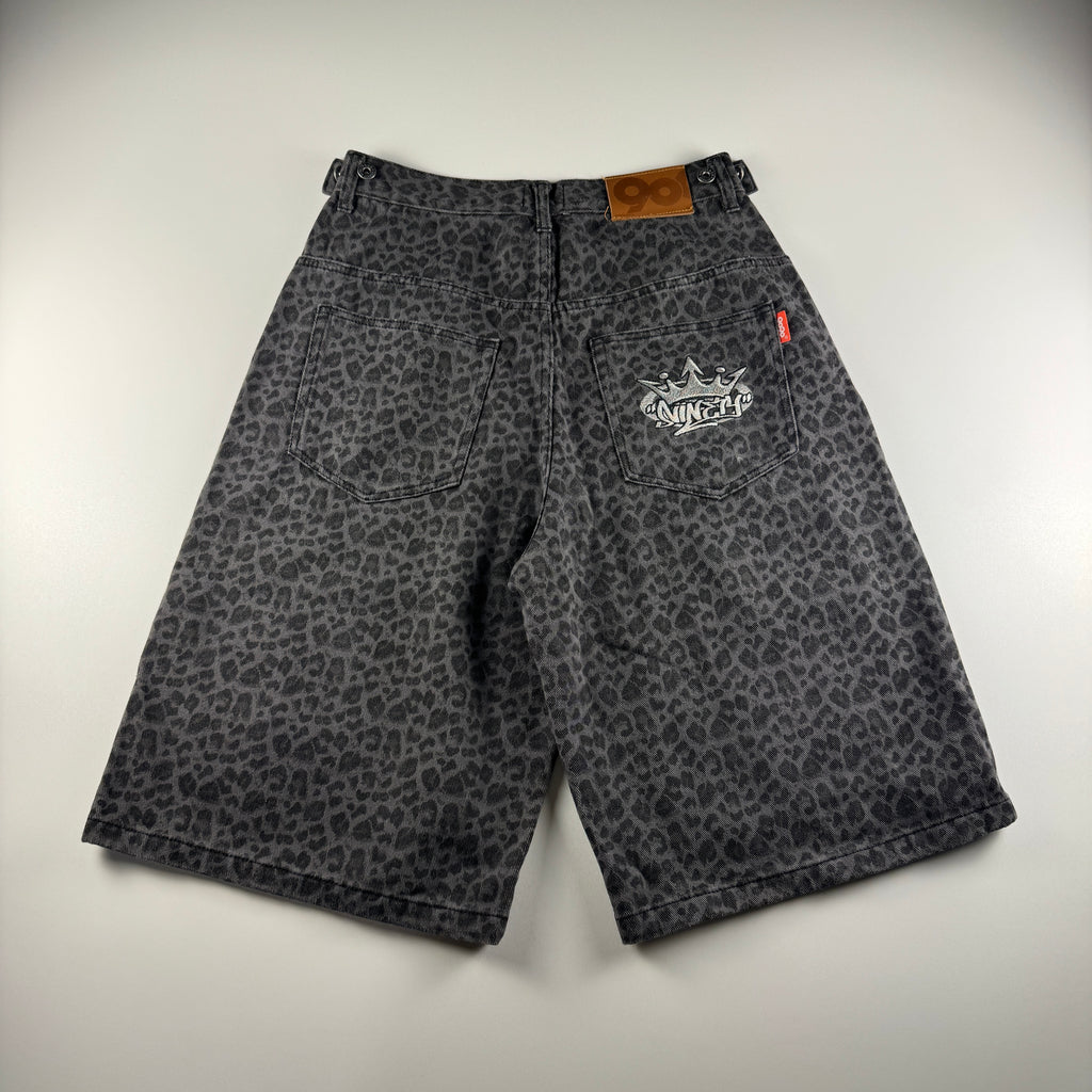 9090 Leopard Grey Baggy Shorts (L)