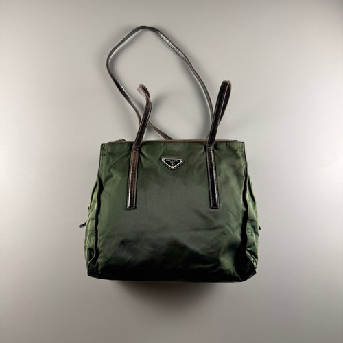 Prada Green Nylon Shoulder Bag