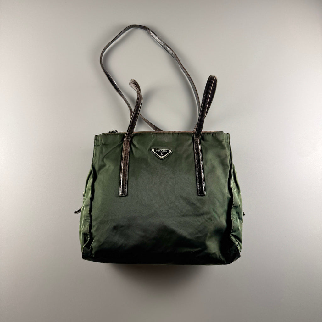 Prada Green Nylon Shoulder Bag