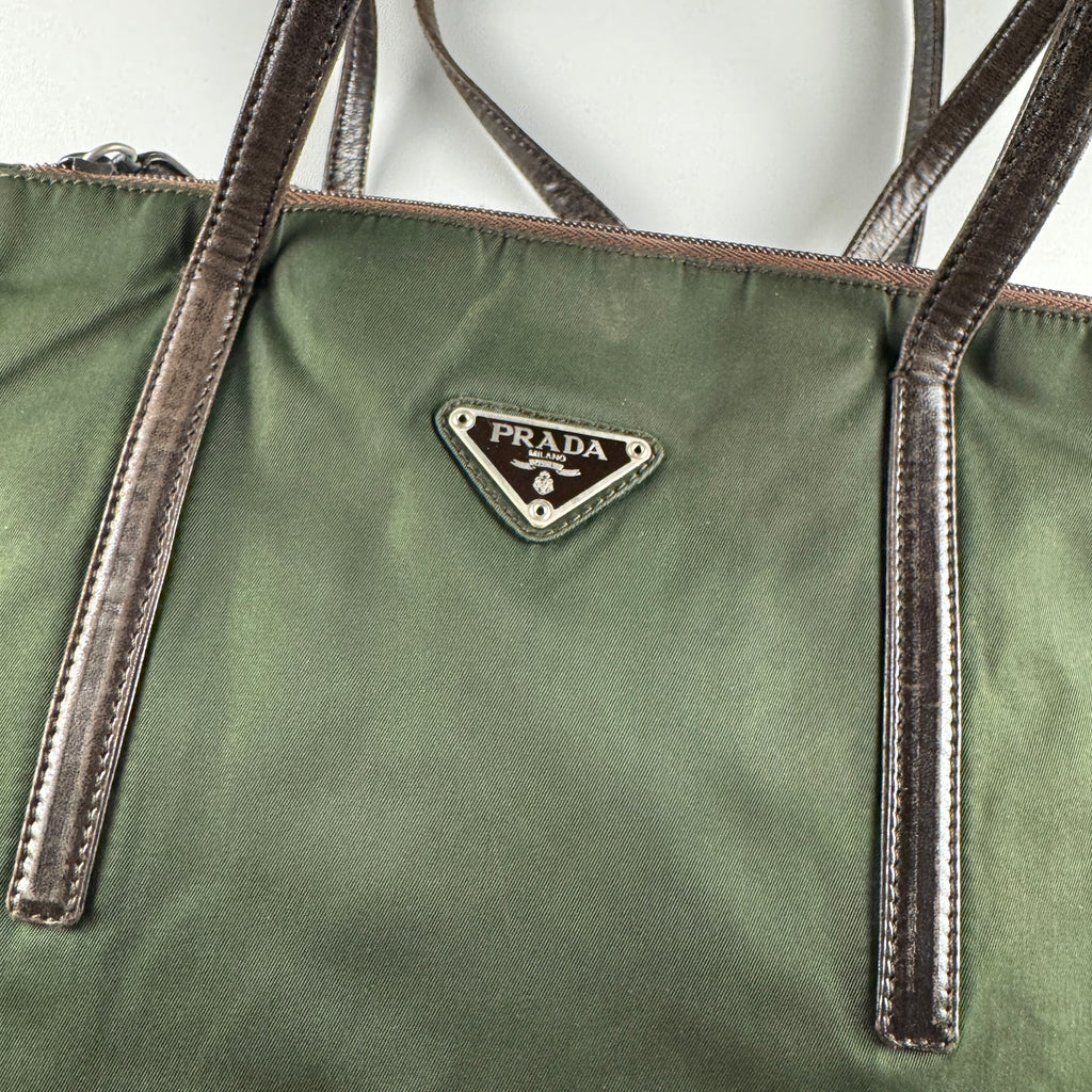 Prada Green Nylon Shoulder Bag
