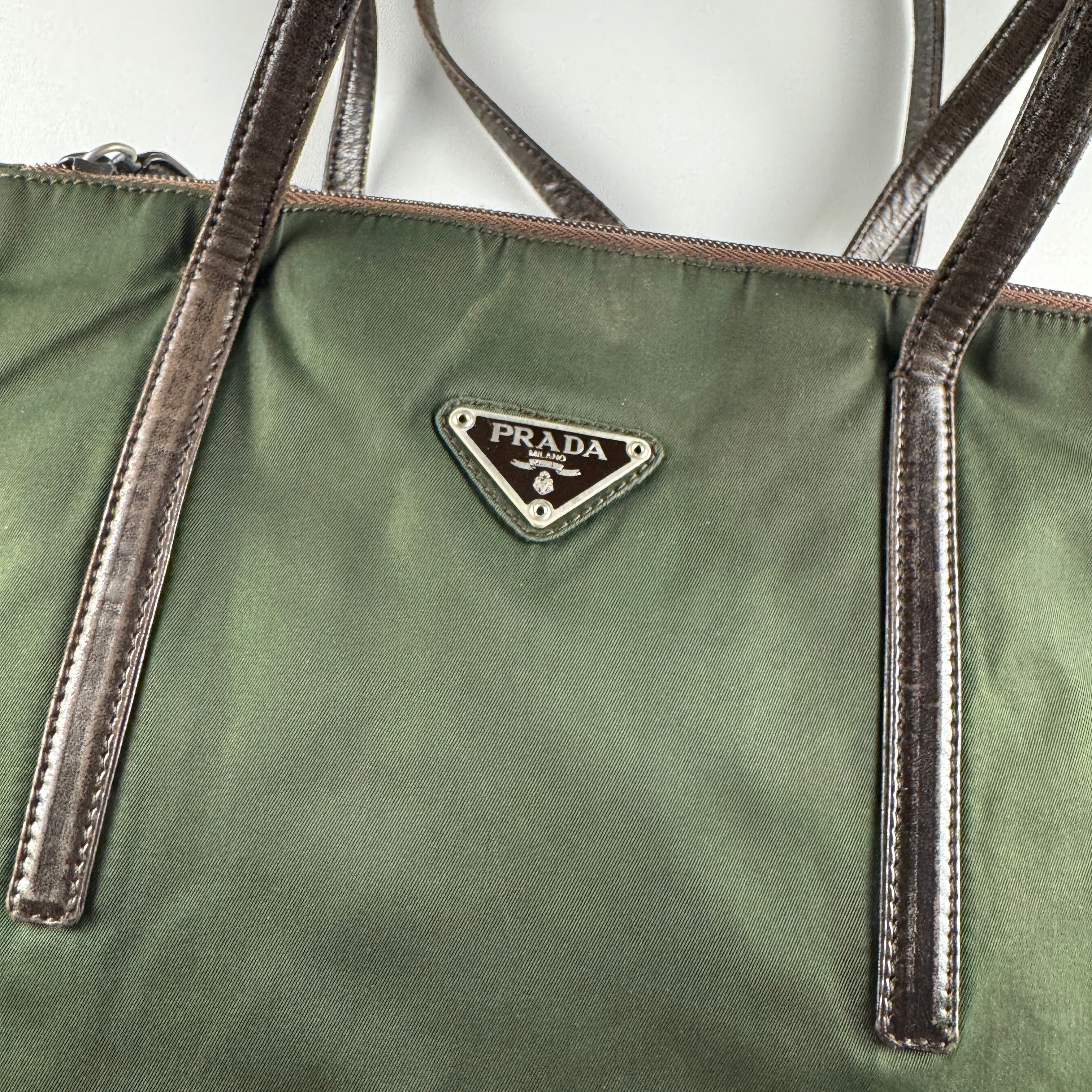 Prada Green Nylon Shoulder Bag