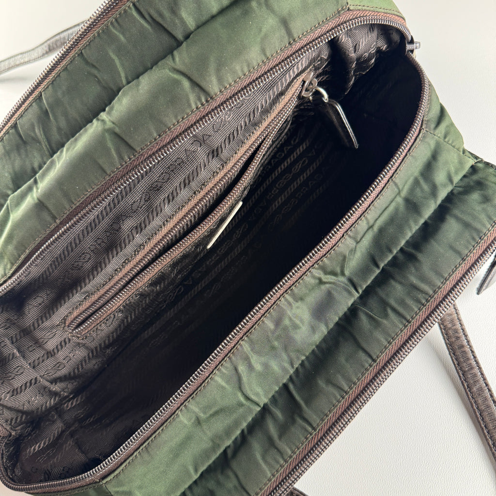 Prada Green Nylon Shoulder Bag