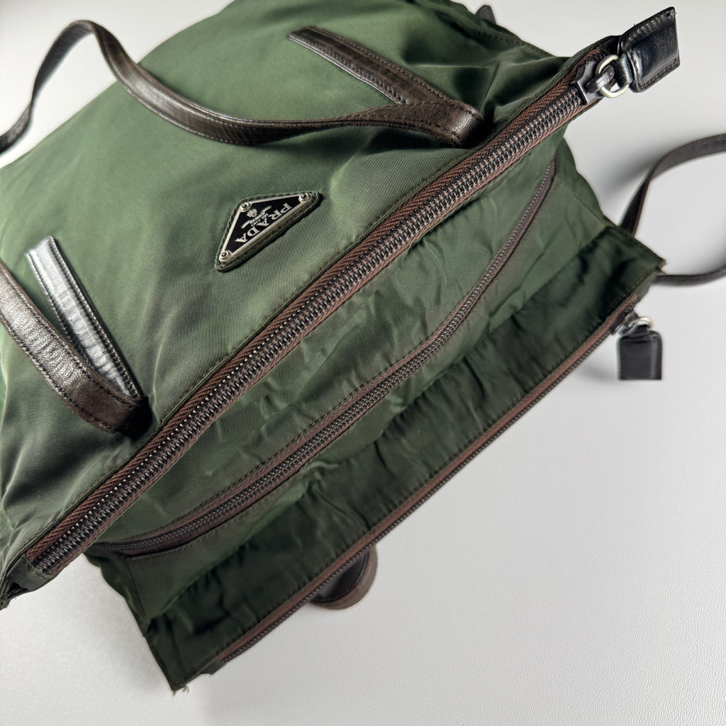 Prada Green Nylon Shoulder Bag