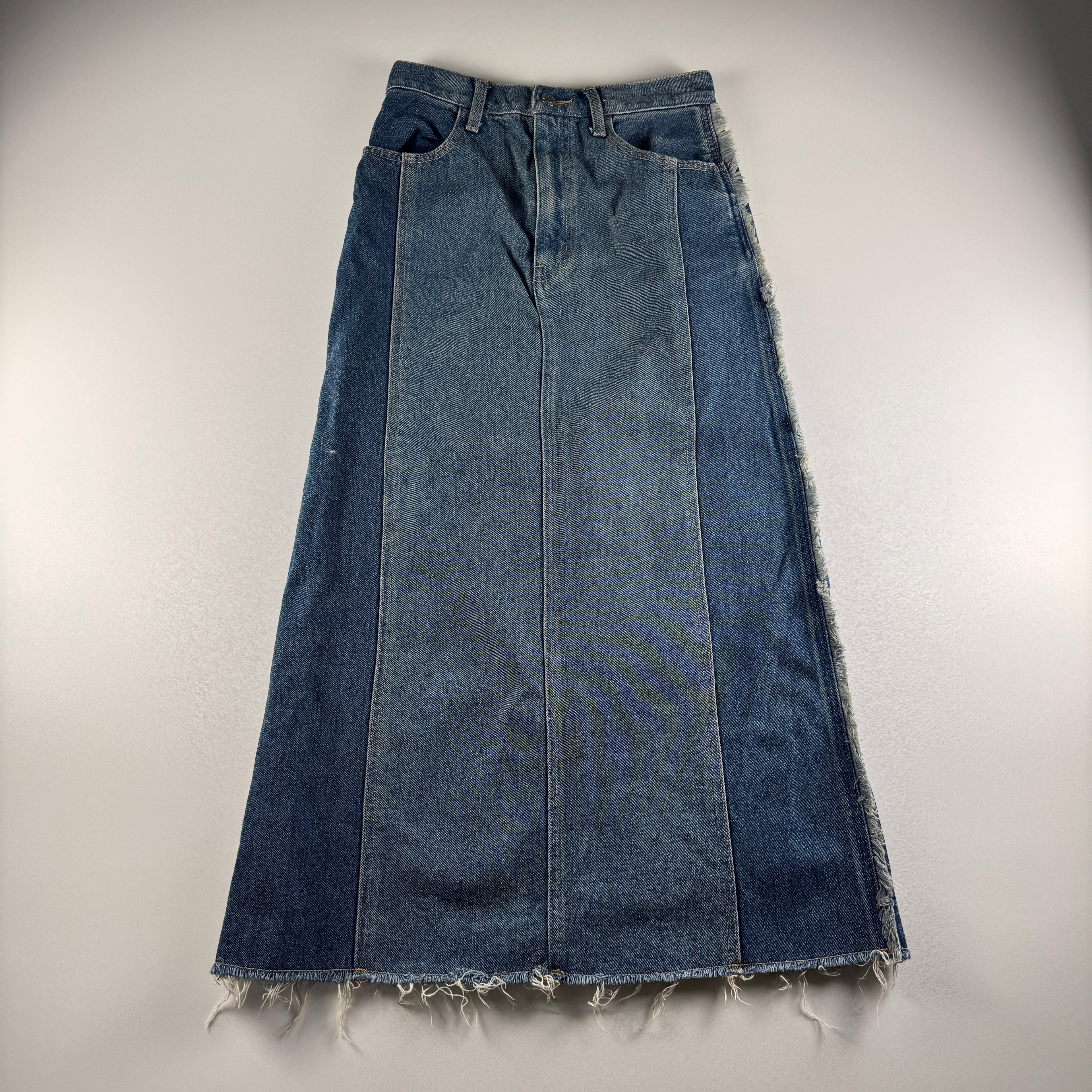 Atmos Pink Denim Long Skirt Fringe (M)