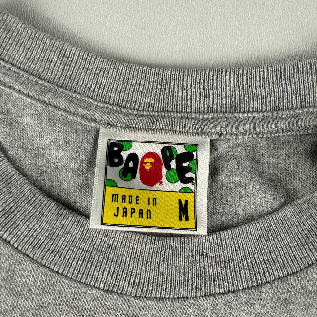 BAPE Face Gold Logo Grey Tee (M)