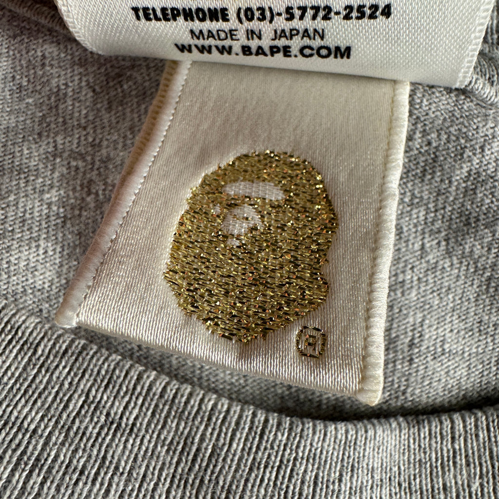 BAPE Face Gold Logo Grey Tee (M)