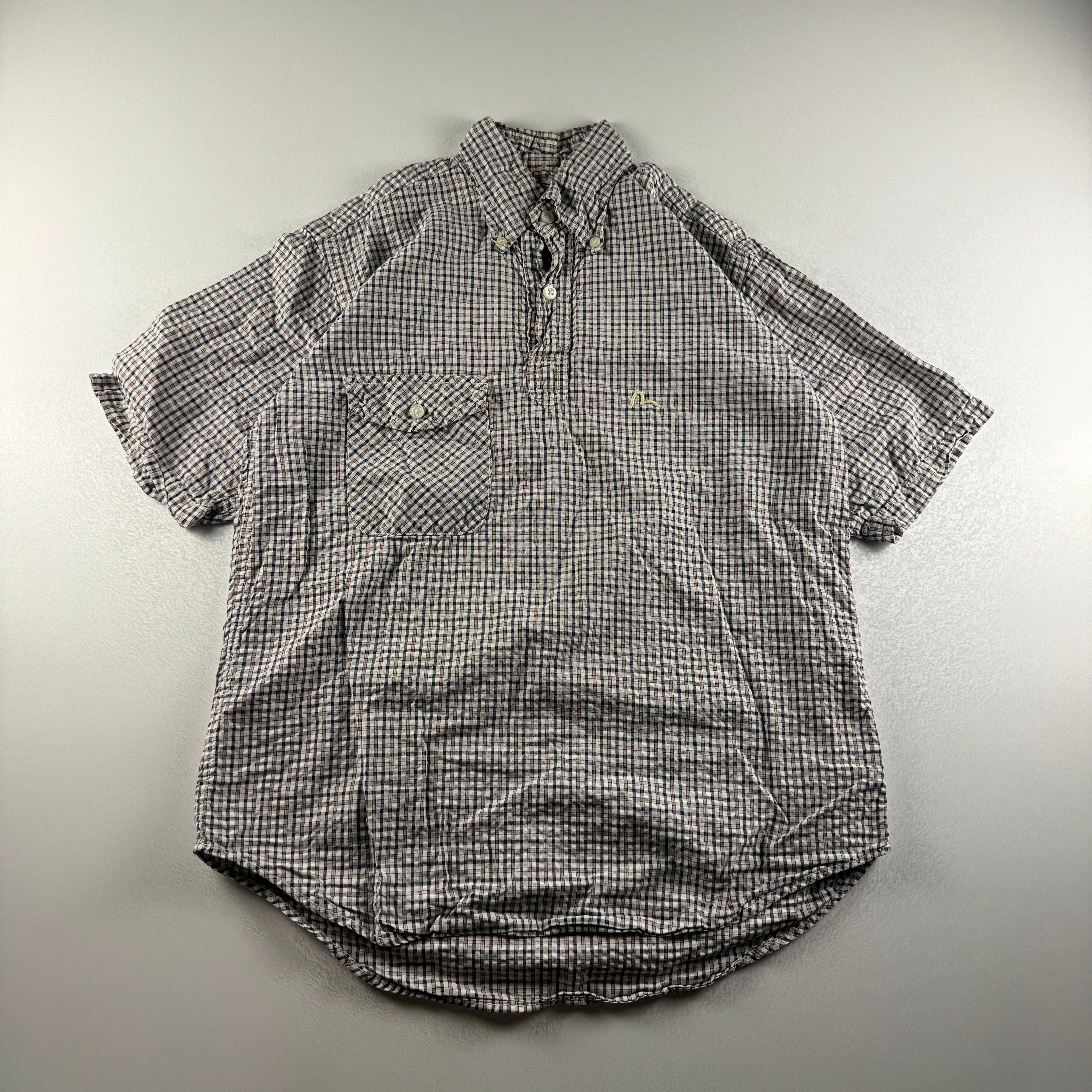 Evisu Japan Blue and White Check S/S Shirt (M)