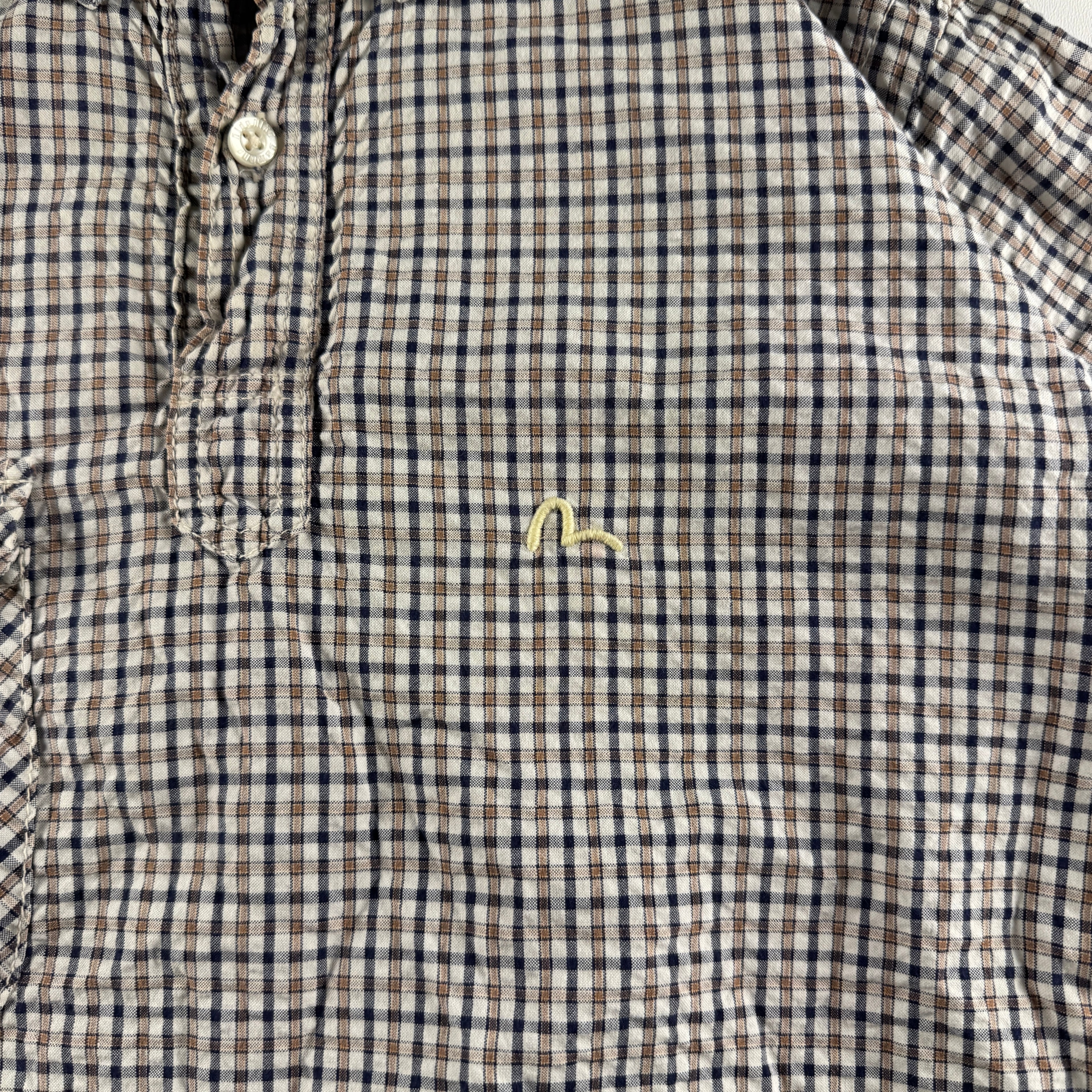 Evisu Japan Blue and White Check S/S Shirt (M)