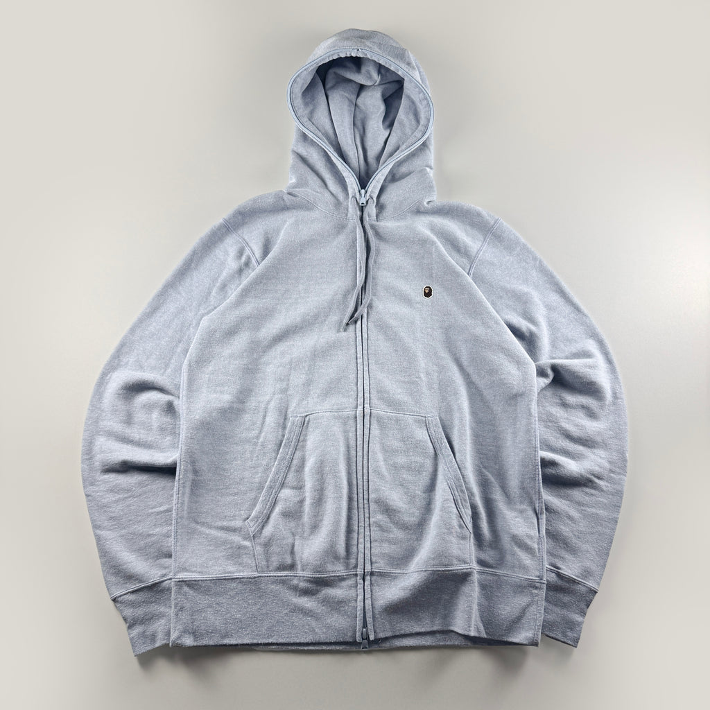 BAPE One Point Logo Light Blue Full Zip Hoodie (M)