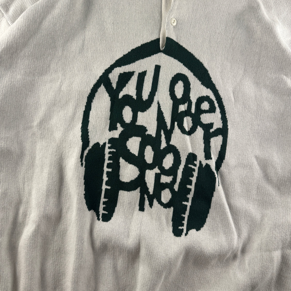 Younger Song White and Green Knit Polo (M)